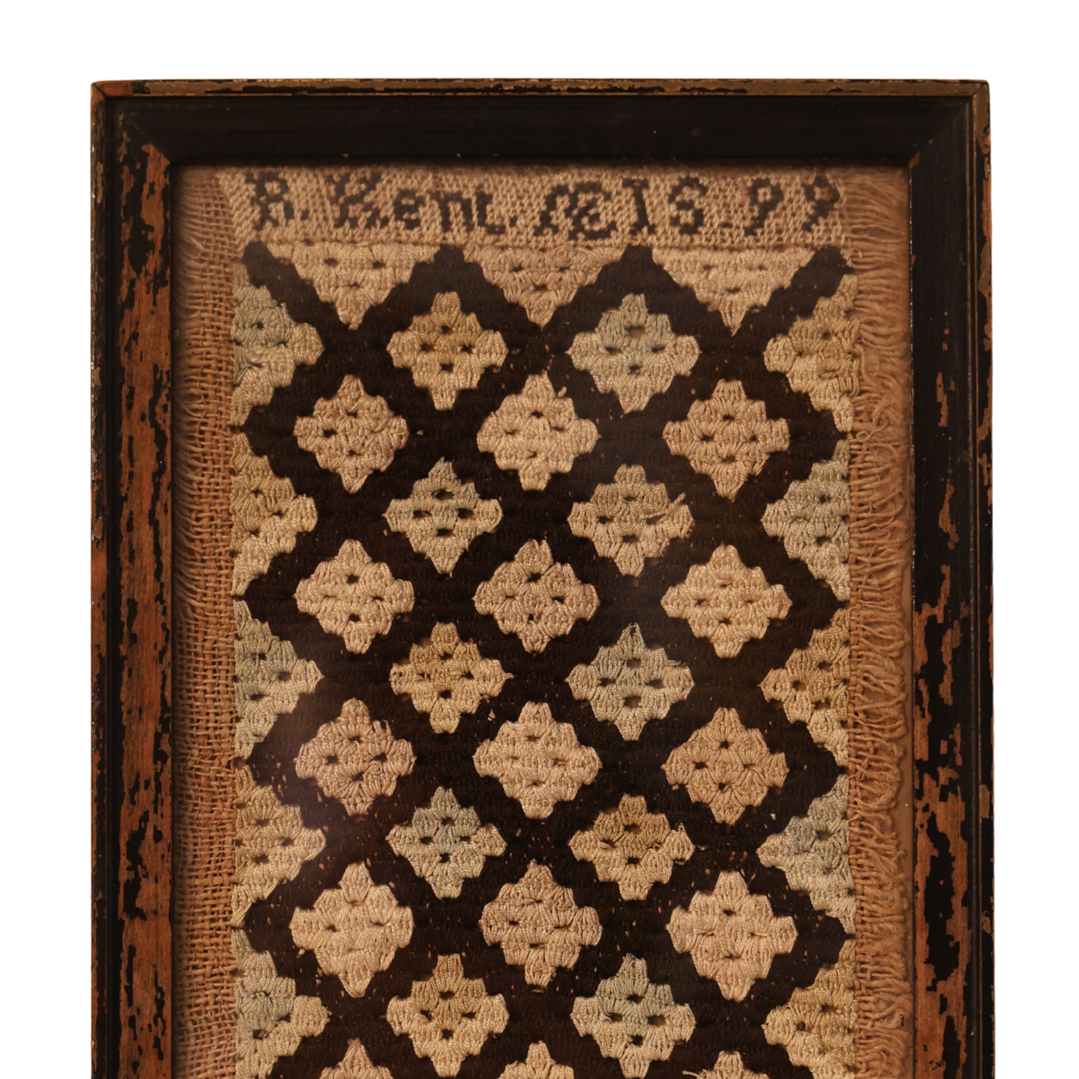 c. 1899 Victorian Folk Art Needlepoint Sampler