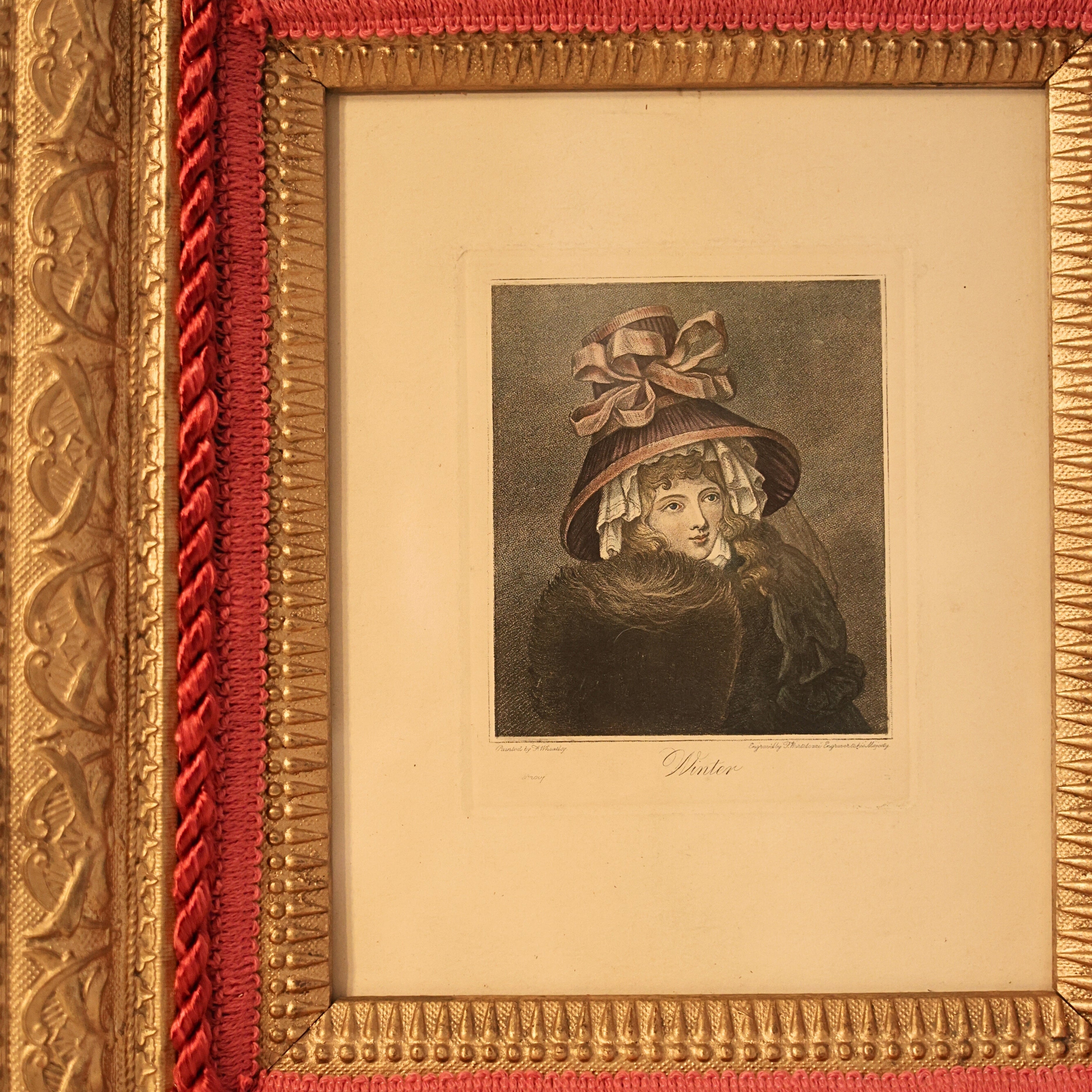 Gilt Framed “Winter” Portrait Engraving