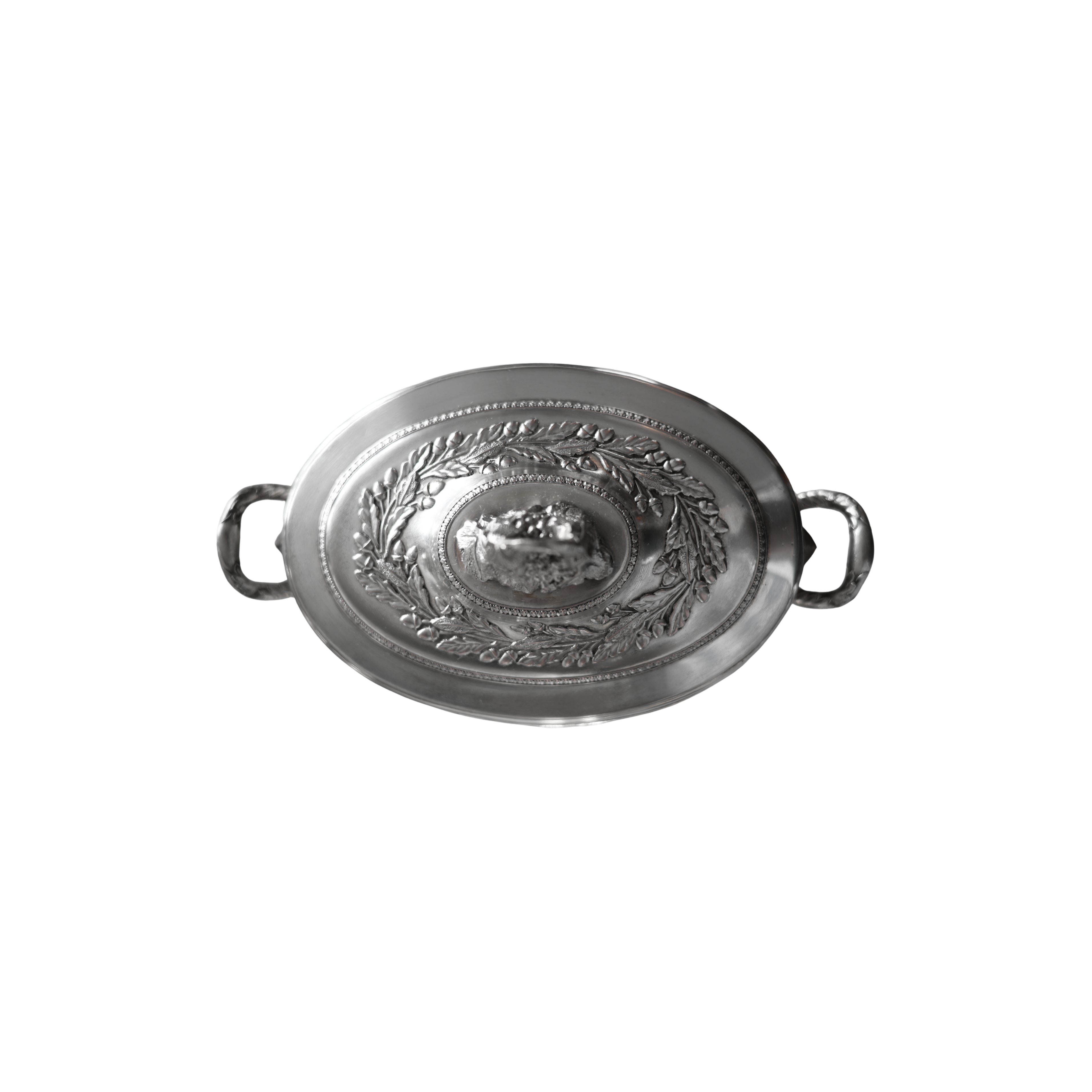 Corbel England Silver Plate Covered Tureen with Heraldic Motif