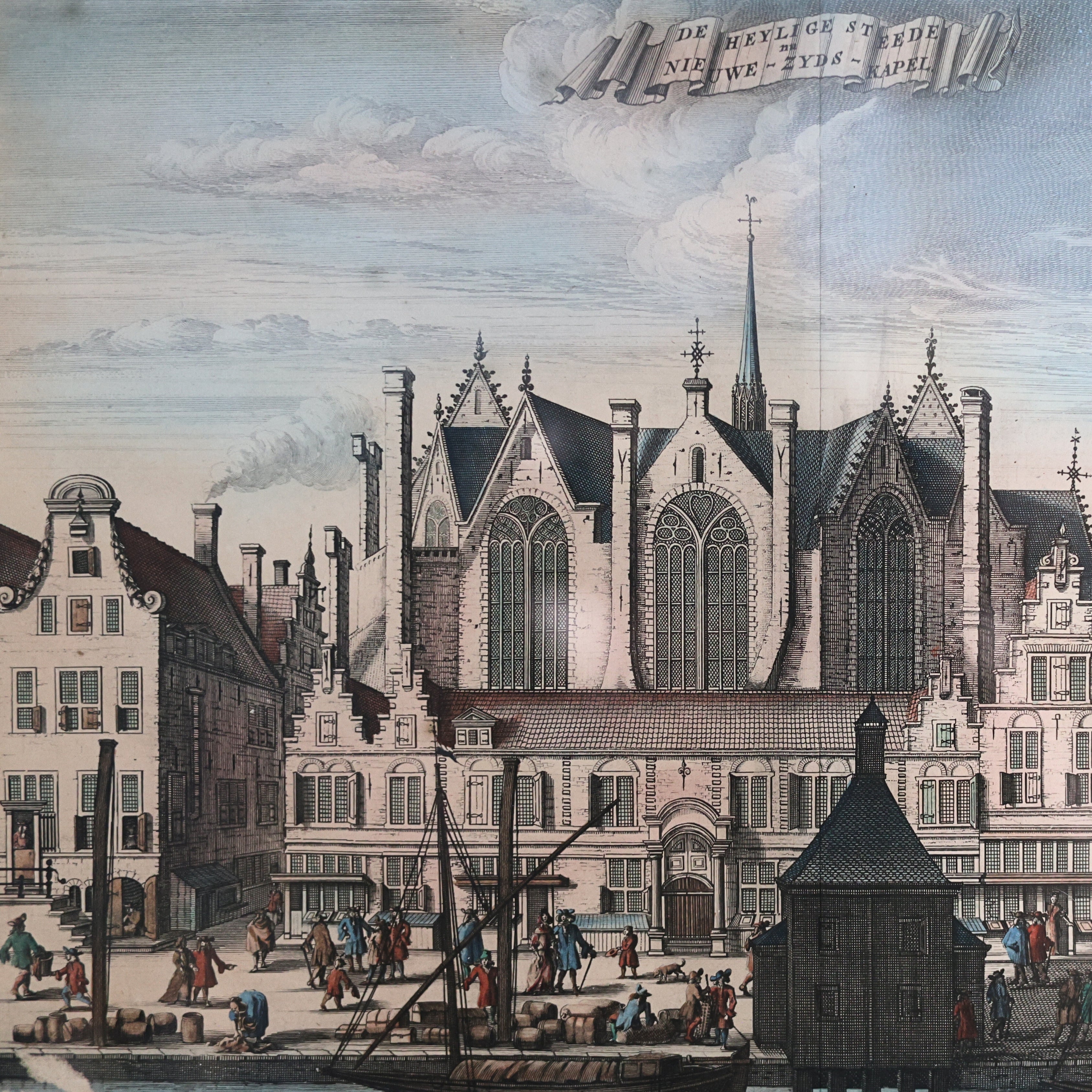 18th c. Caspar Commelin Amsterdam Engraving – "De Heylige Stede / Nieuwezijds Kapel"