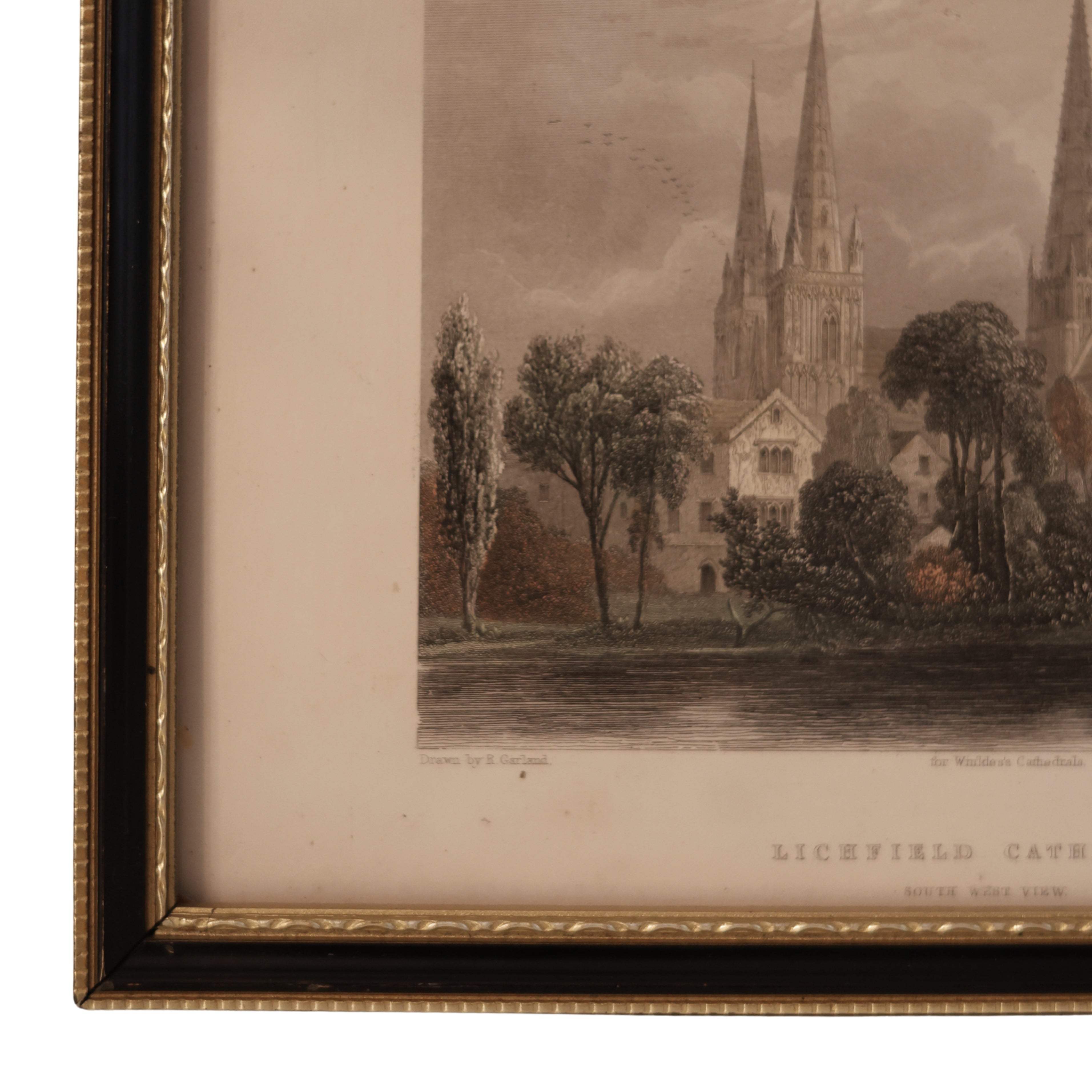 19th c. Steel Engraving of Lichfield Cathedral, South West View