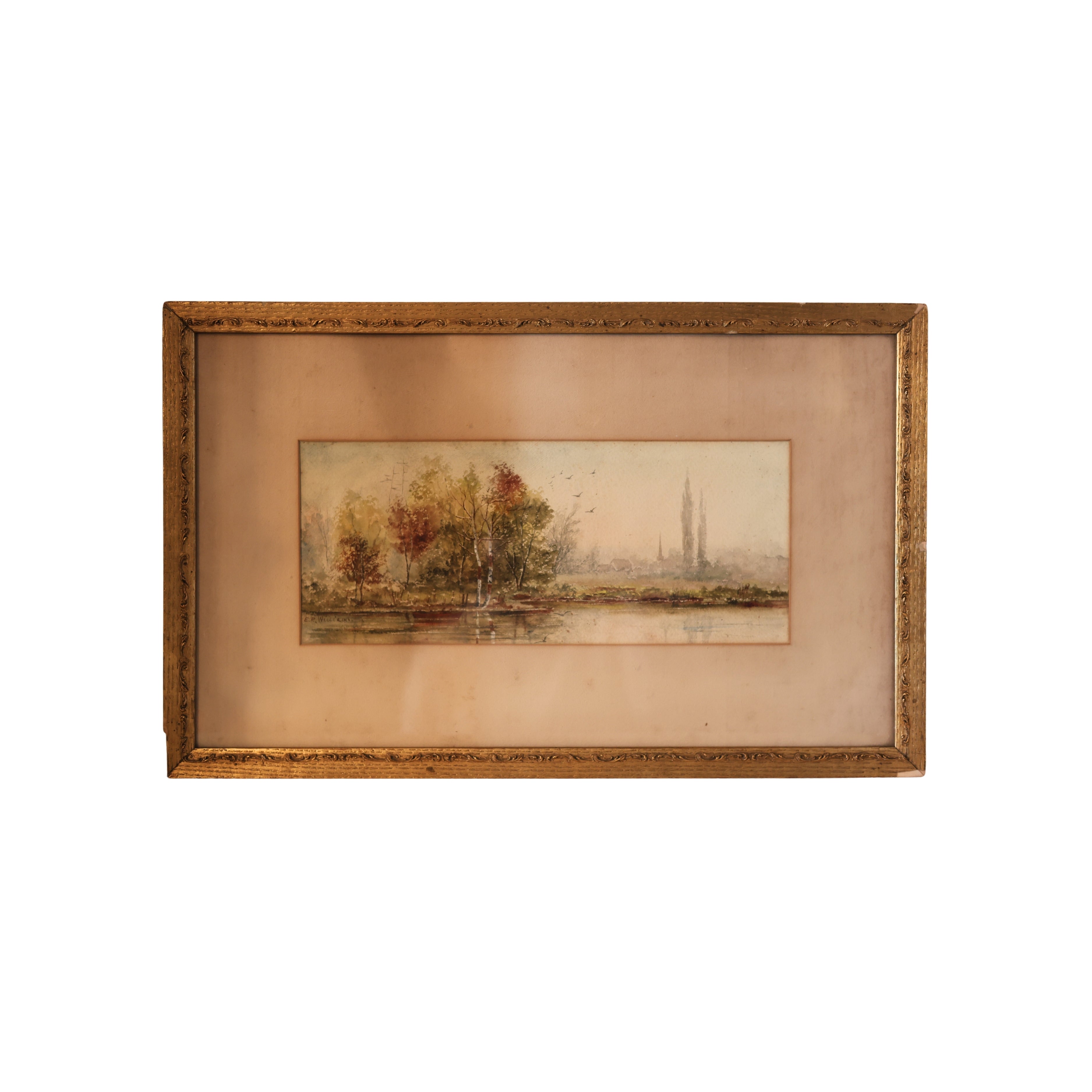 Autumnal Landscape Watercolor Painting