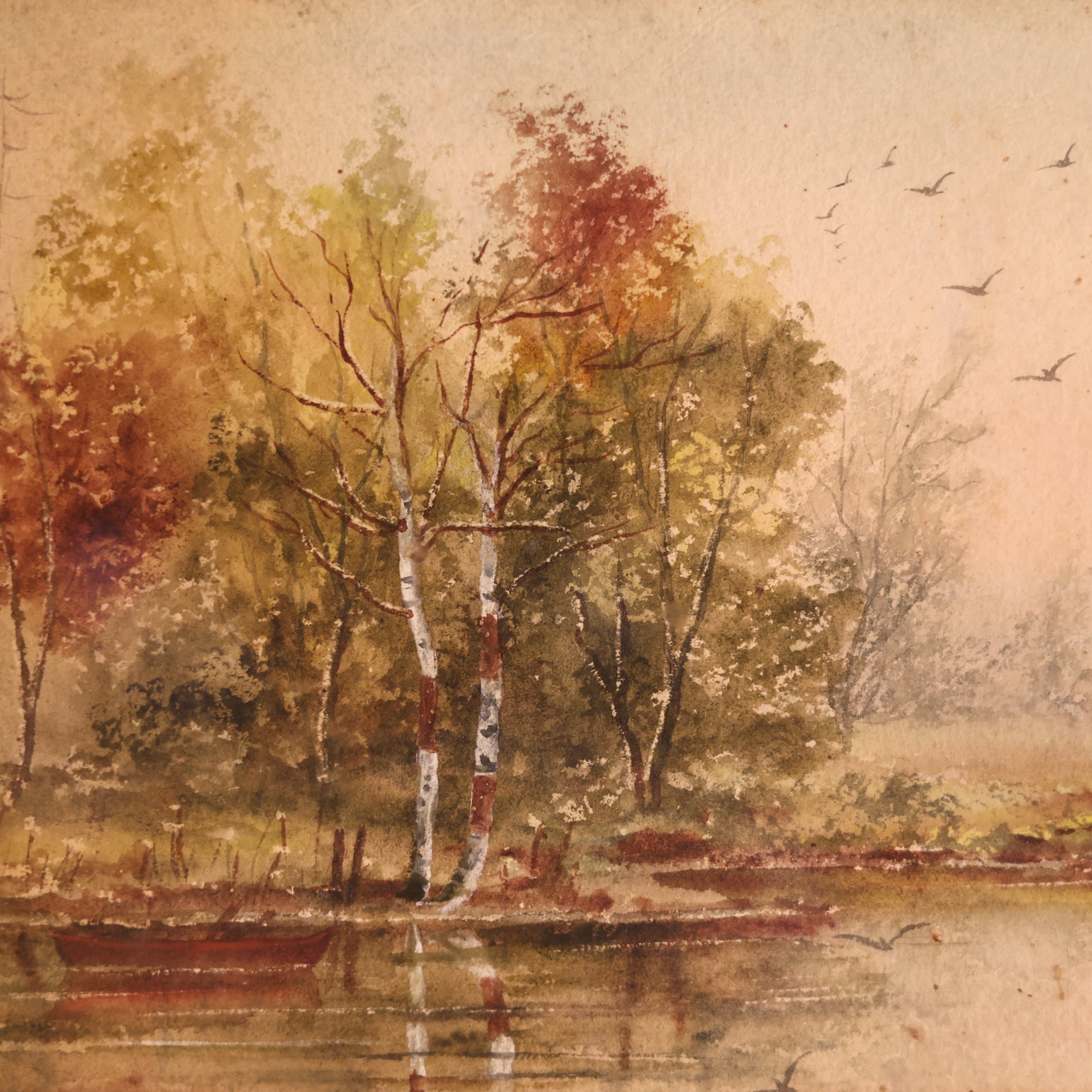 Autumnal Landscape Watercolor Painting