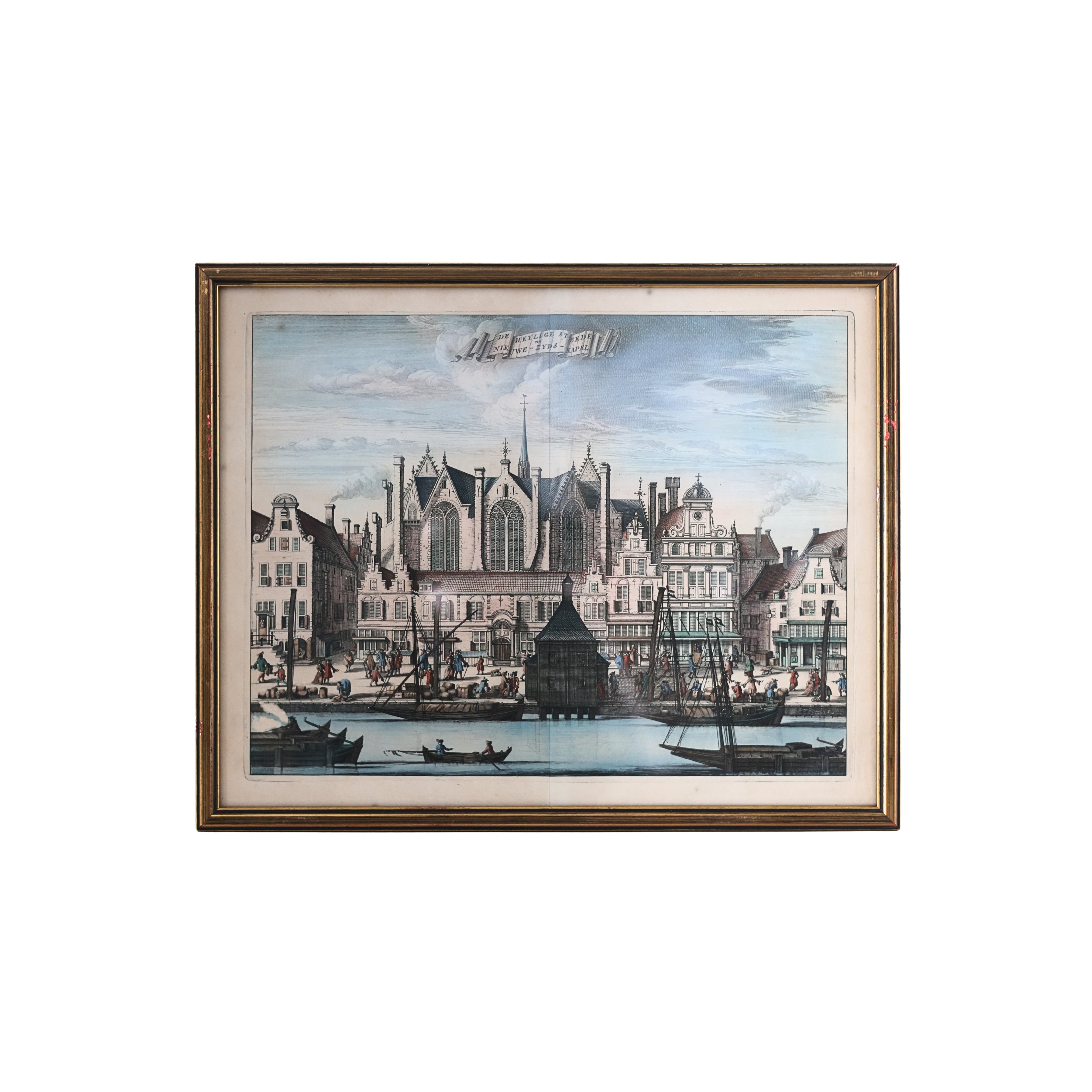 18th c. Caspar Commelin Amsterdam Engraving – "De Heylige Stede / Nieuwezijds Kapel"