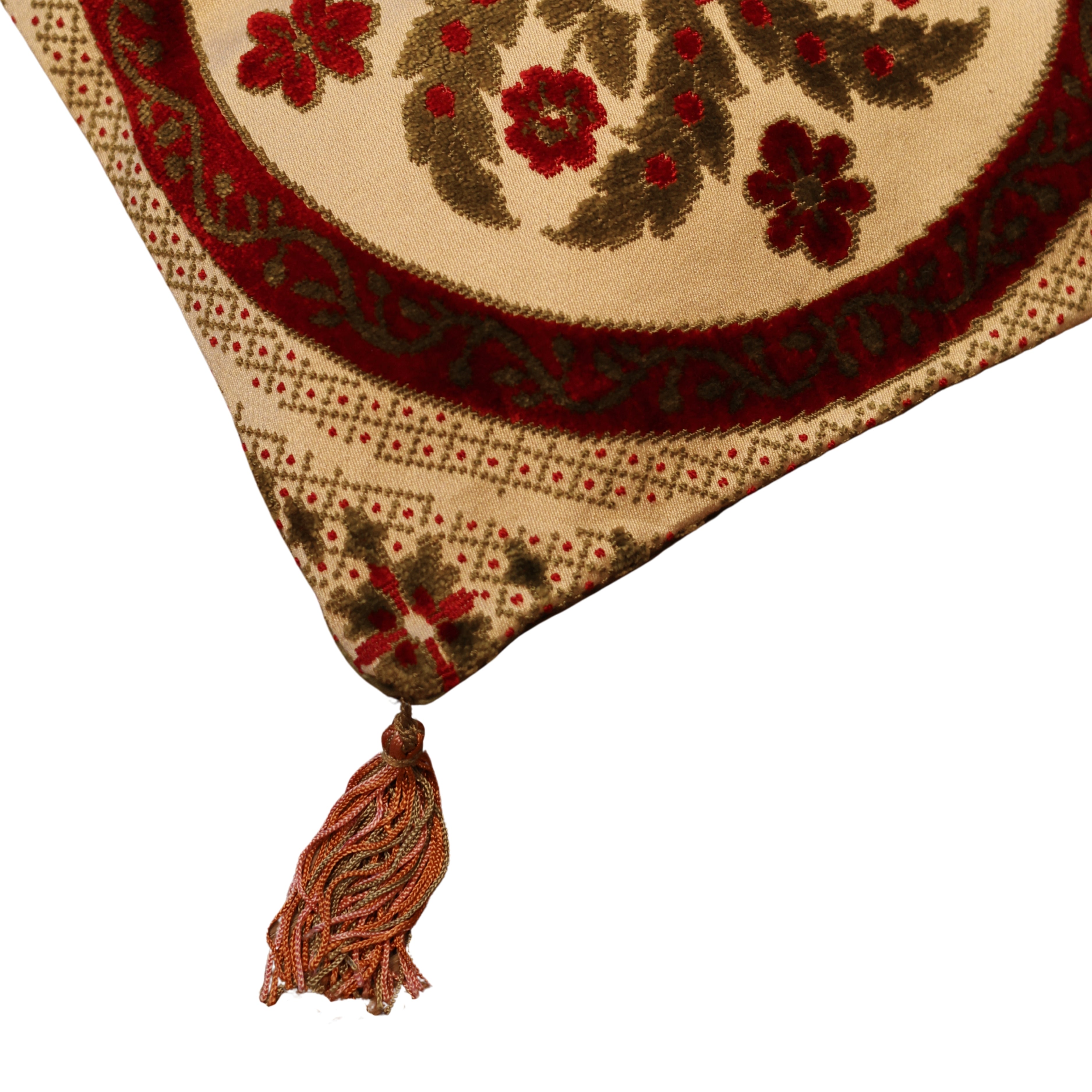 Petite Red & Green Medallion Velvet Pillow Cover