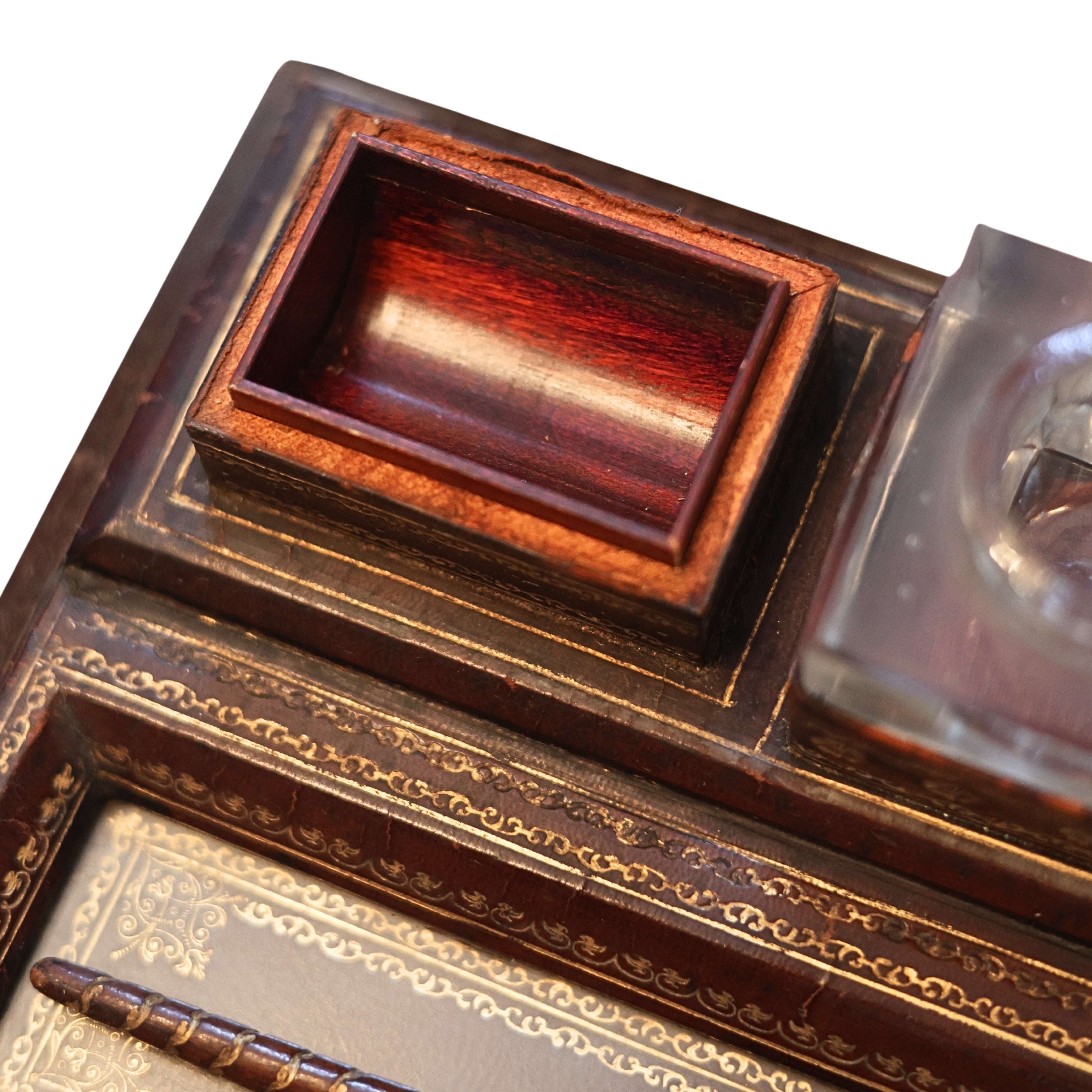 Italian Tooled Leather Desk Set