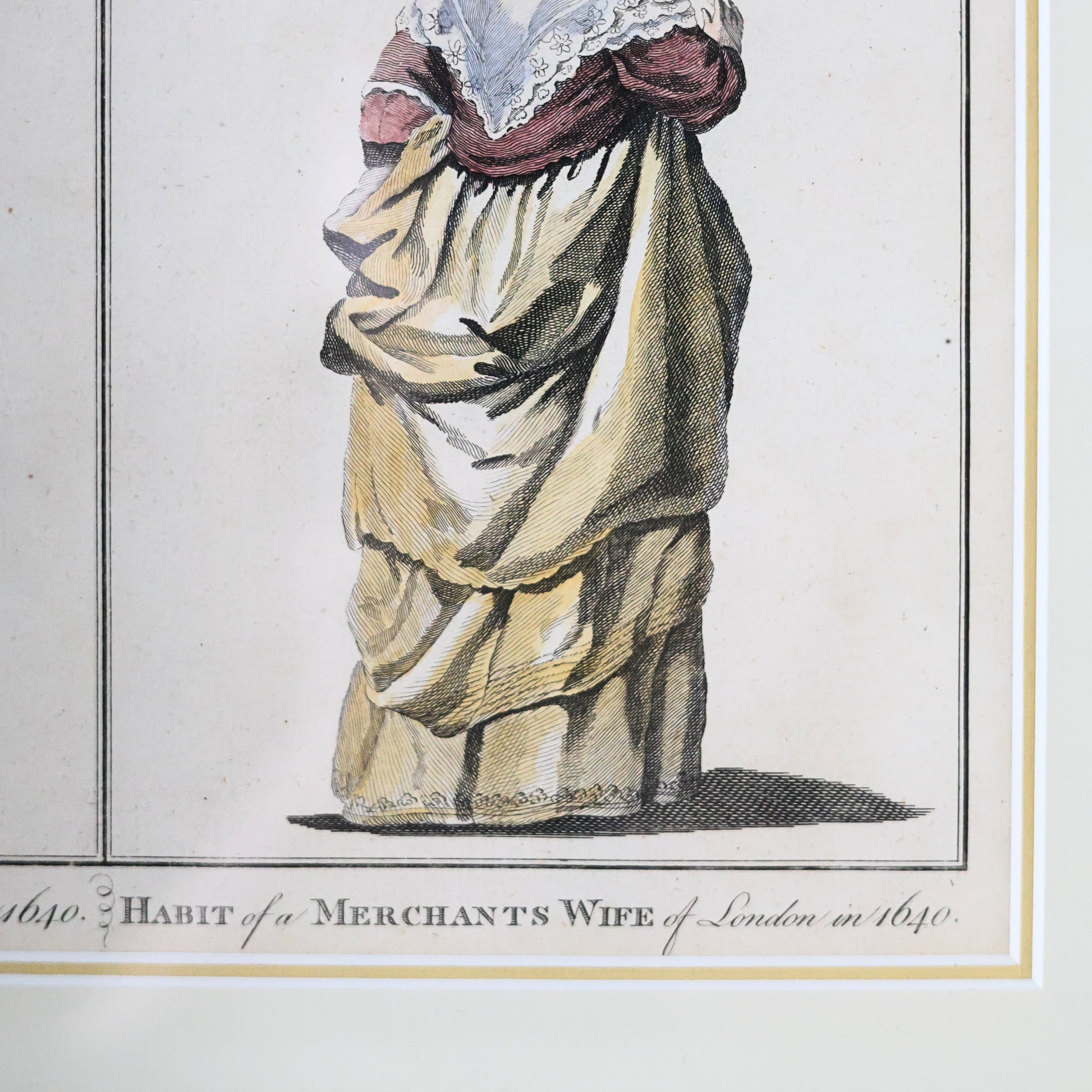18th c. Historical Fashion Engraving of London Dress – Lady Mayoress and Merchant's Wife
