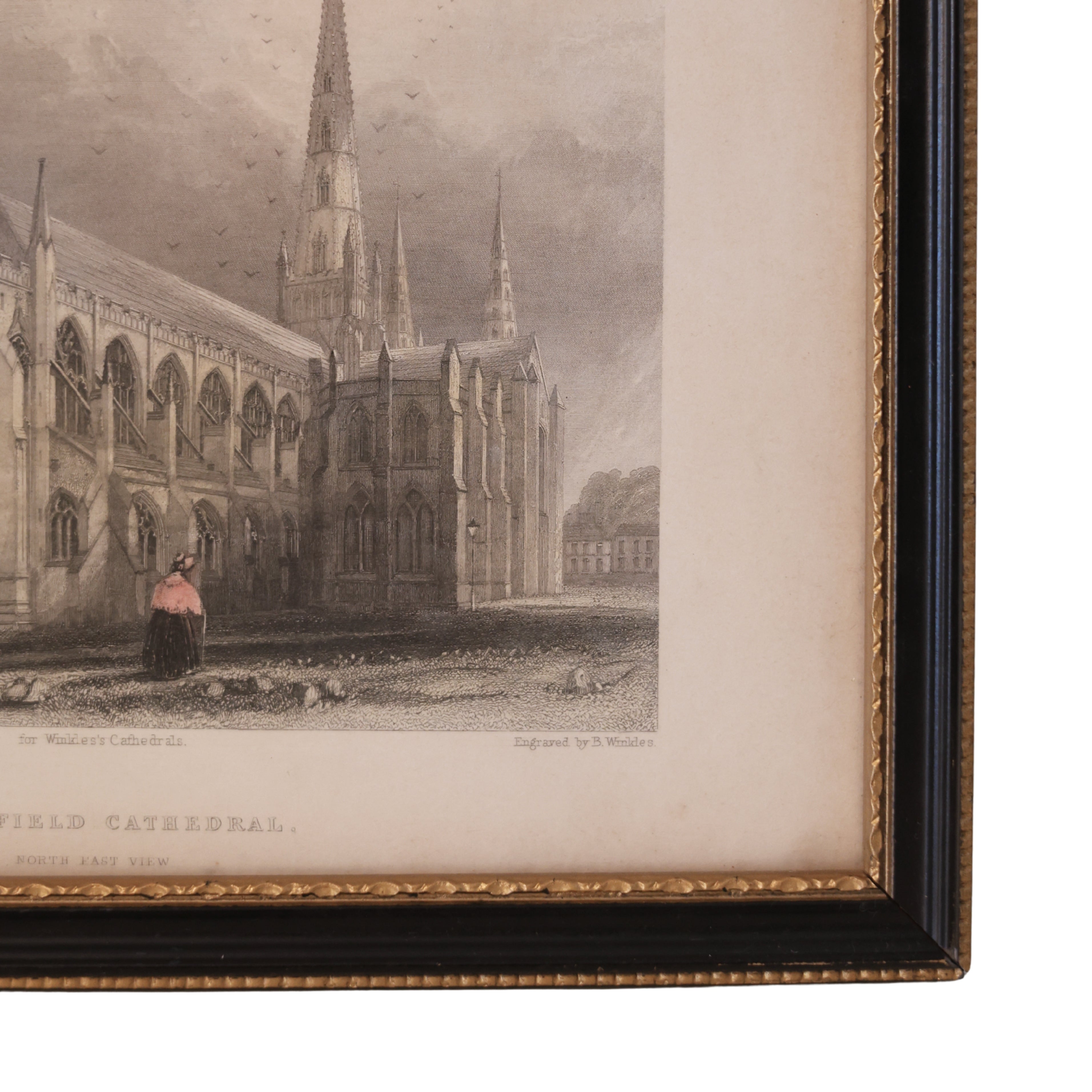 19th c. Steel Engraving of Lichfield Cathedral, North East View (Winkles’ Cathedrals)