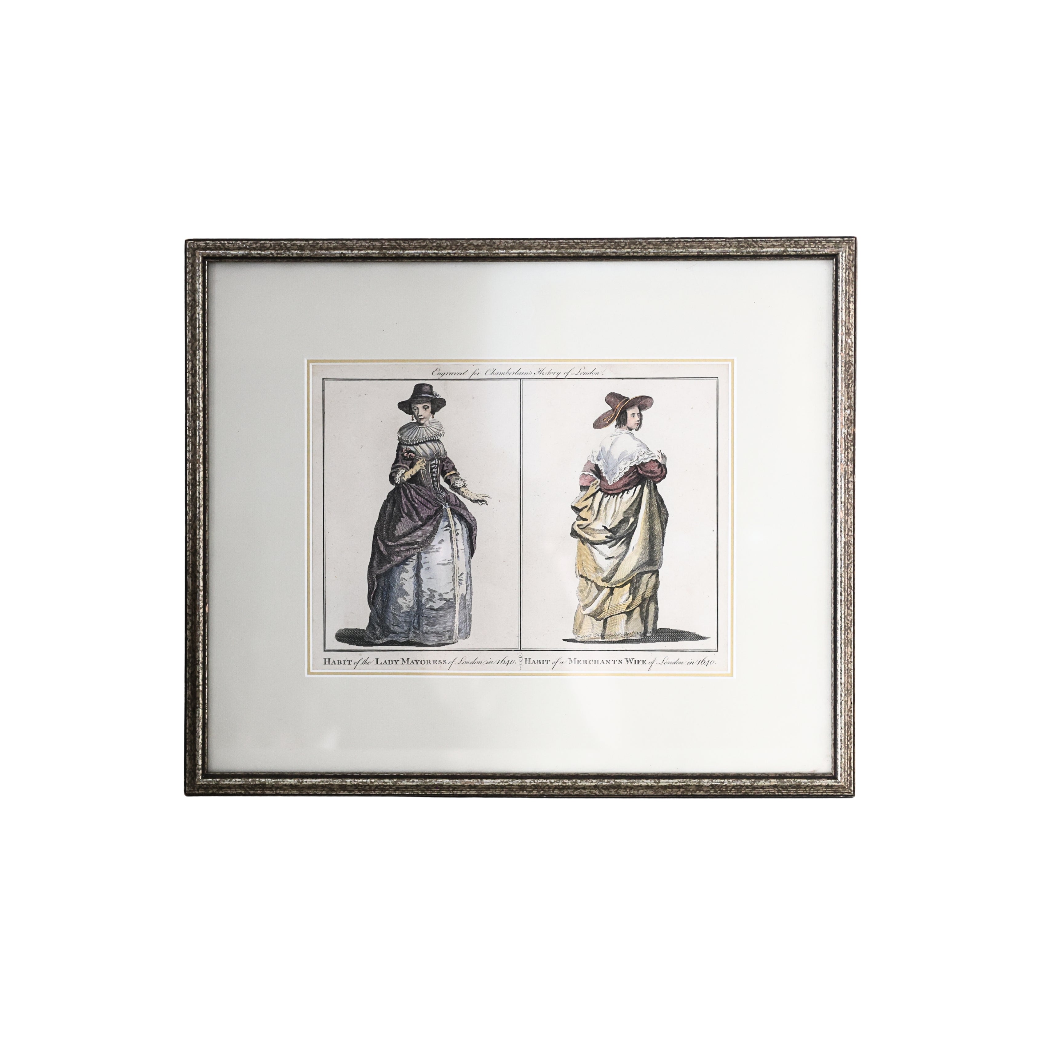 18th c. Historical Fashion Engraving of London Dress – Lady Mayoress and Merchant's Wife