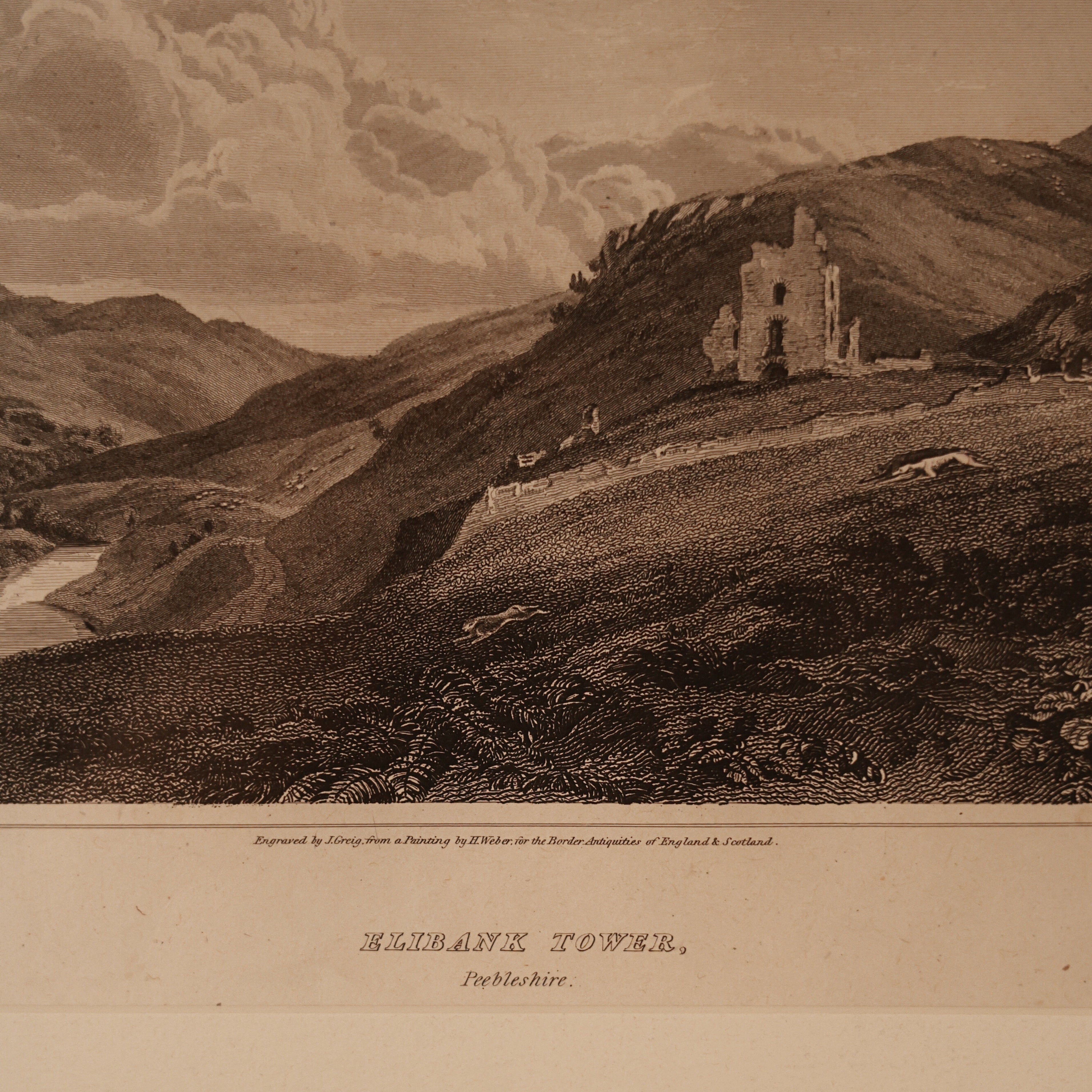 19th c. Scottish Engraving — Elibank Tower, Peeblesshire