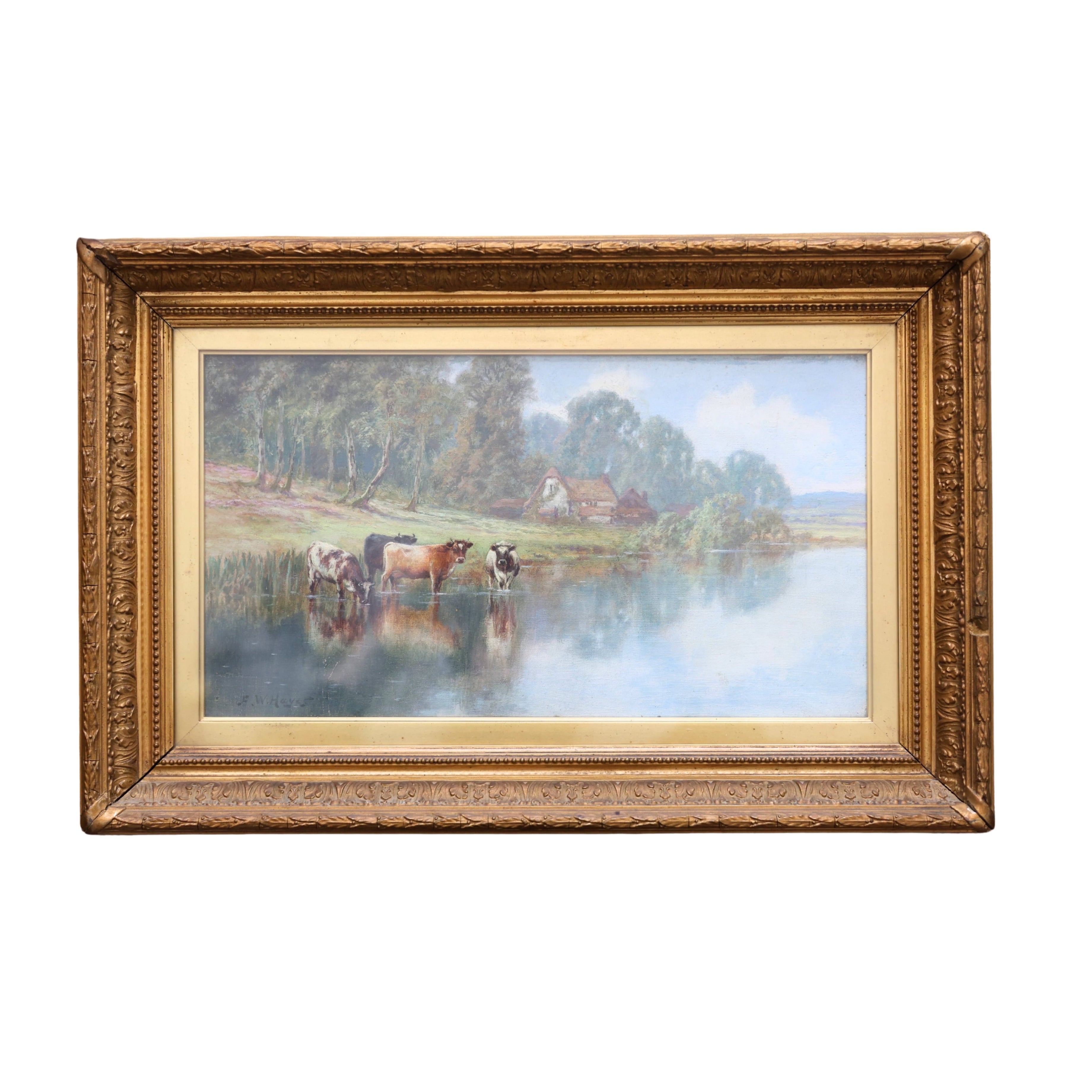 English Pastoral Landscape with Cattle by Frederick William Hayes