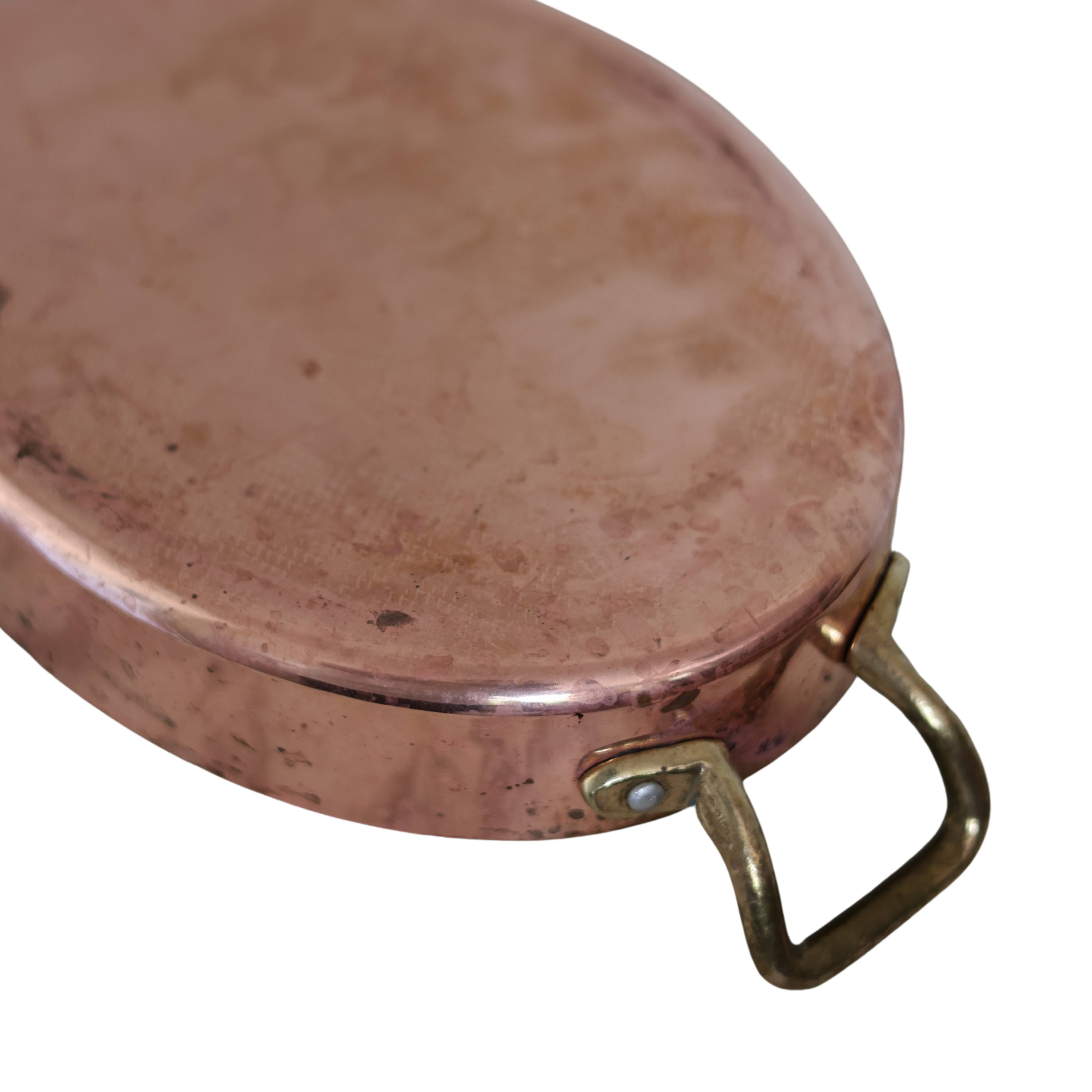 French Copper Gratin Pan with Brass Handles