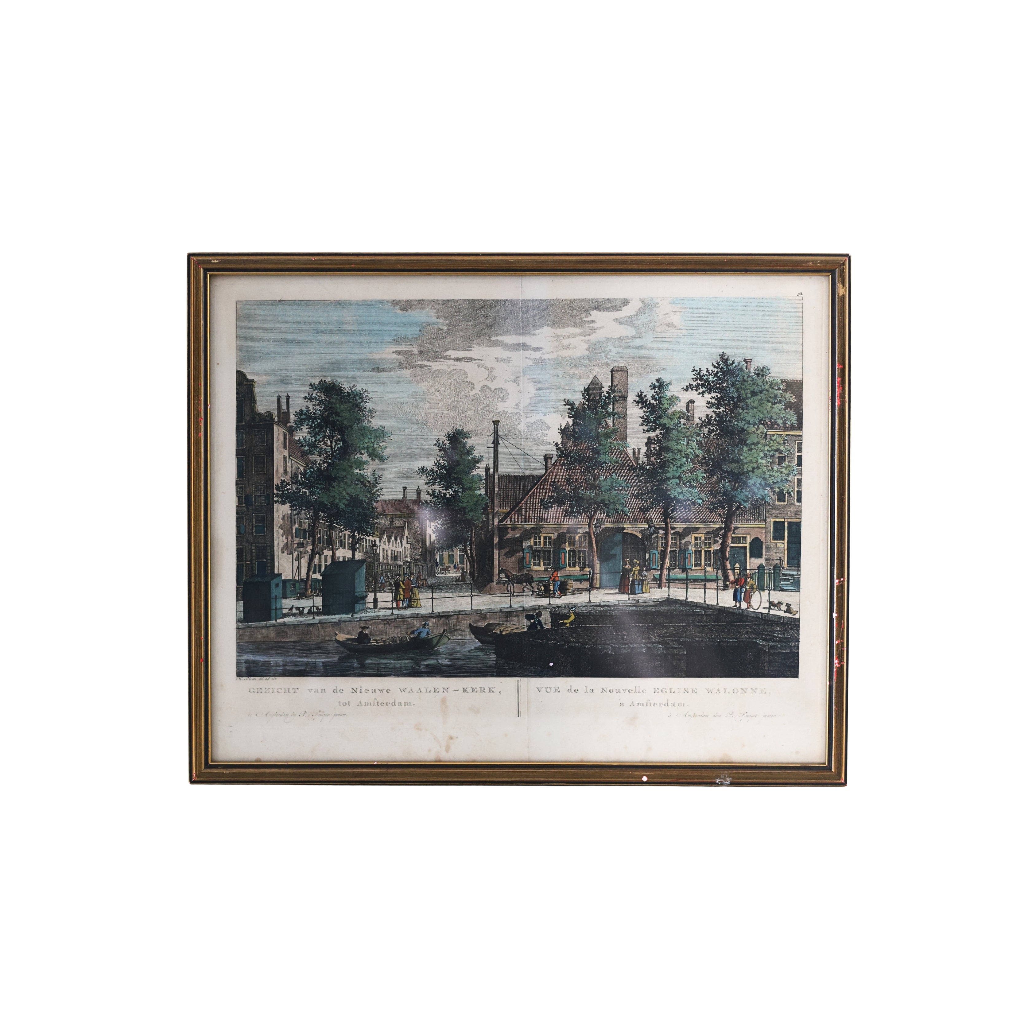 18th c. Pierre Fouquet Junior Amsterdam Engraving – Vue de la Nouvelle Église Wallonne