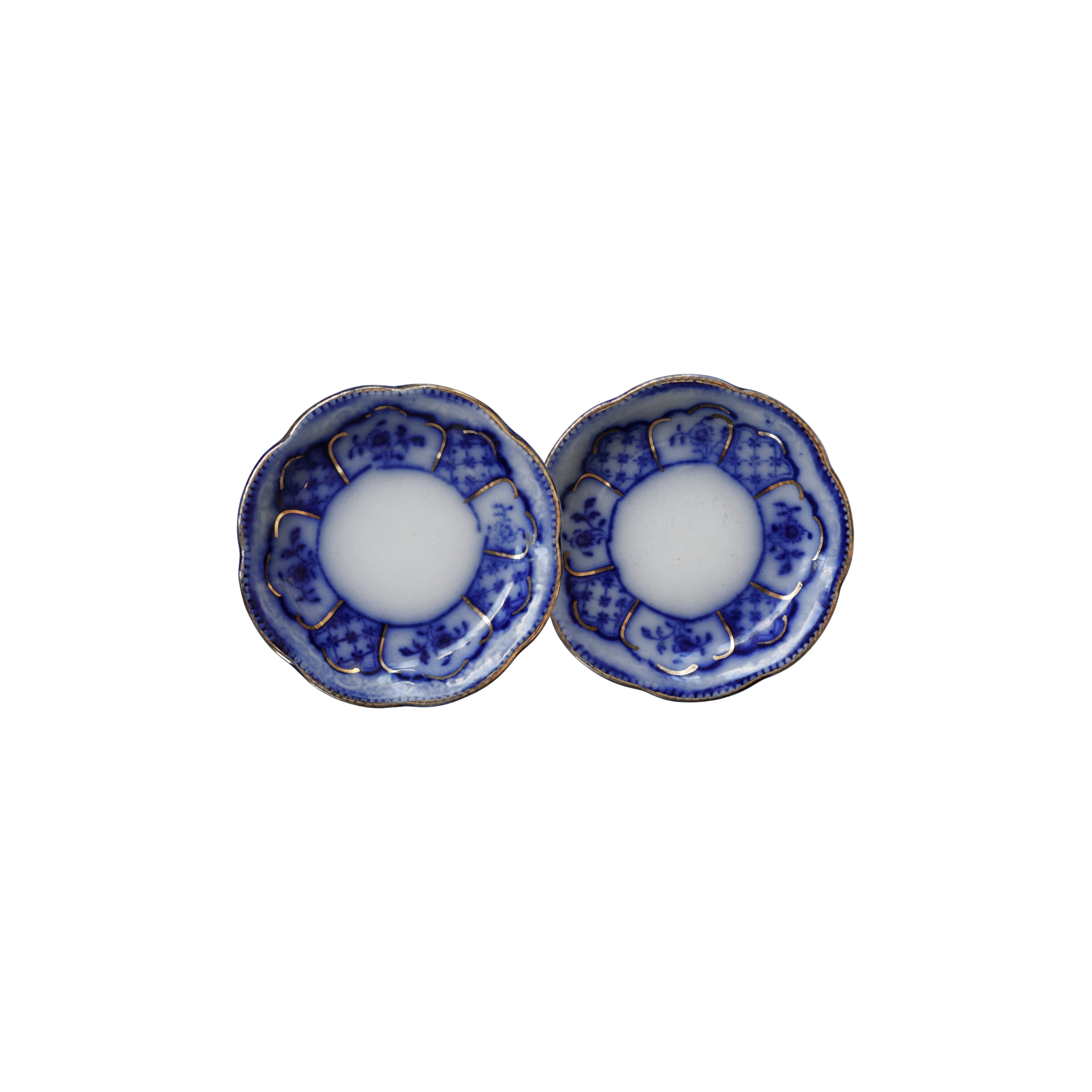 H. Grindley “Melbourne” Flow Blue Butter Pats (Pair)