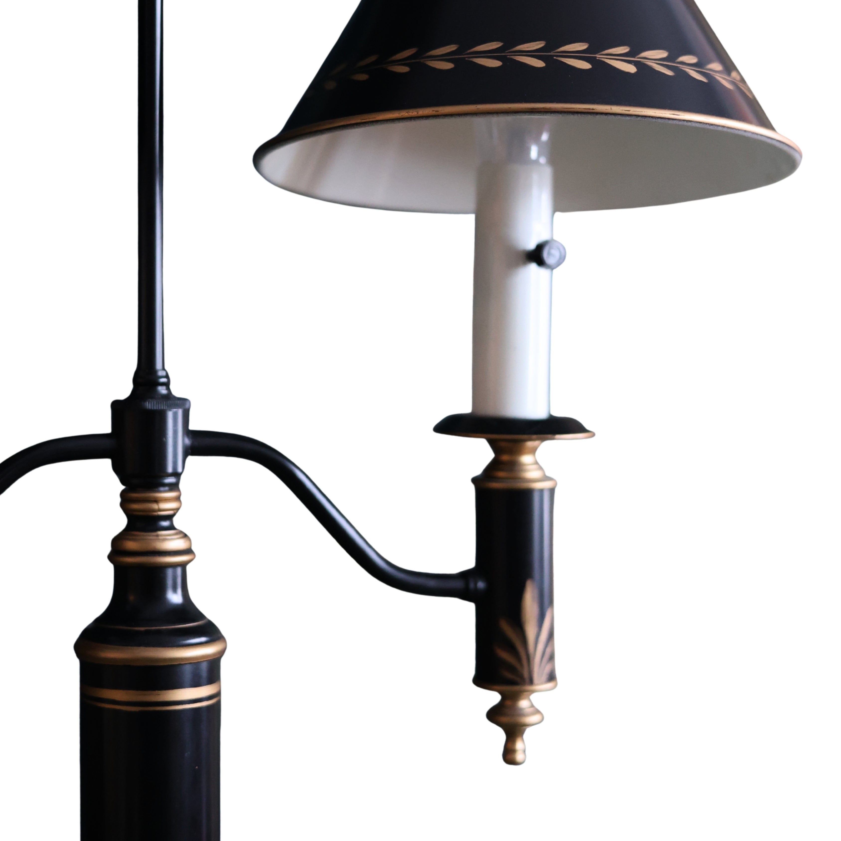 Black Tôle Double-Arm Table Lamp with Painted Shades