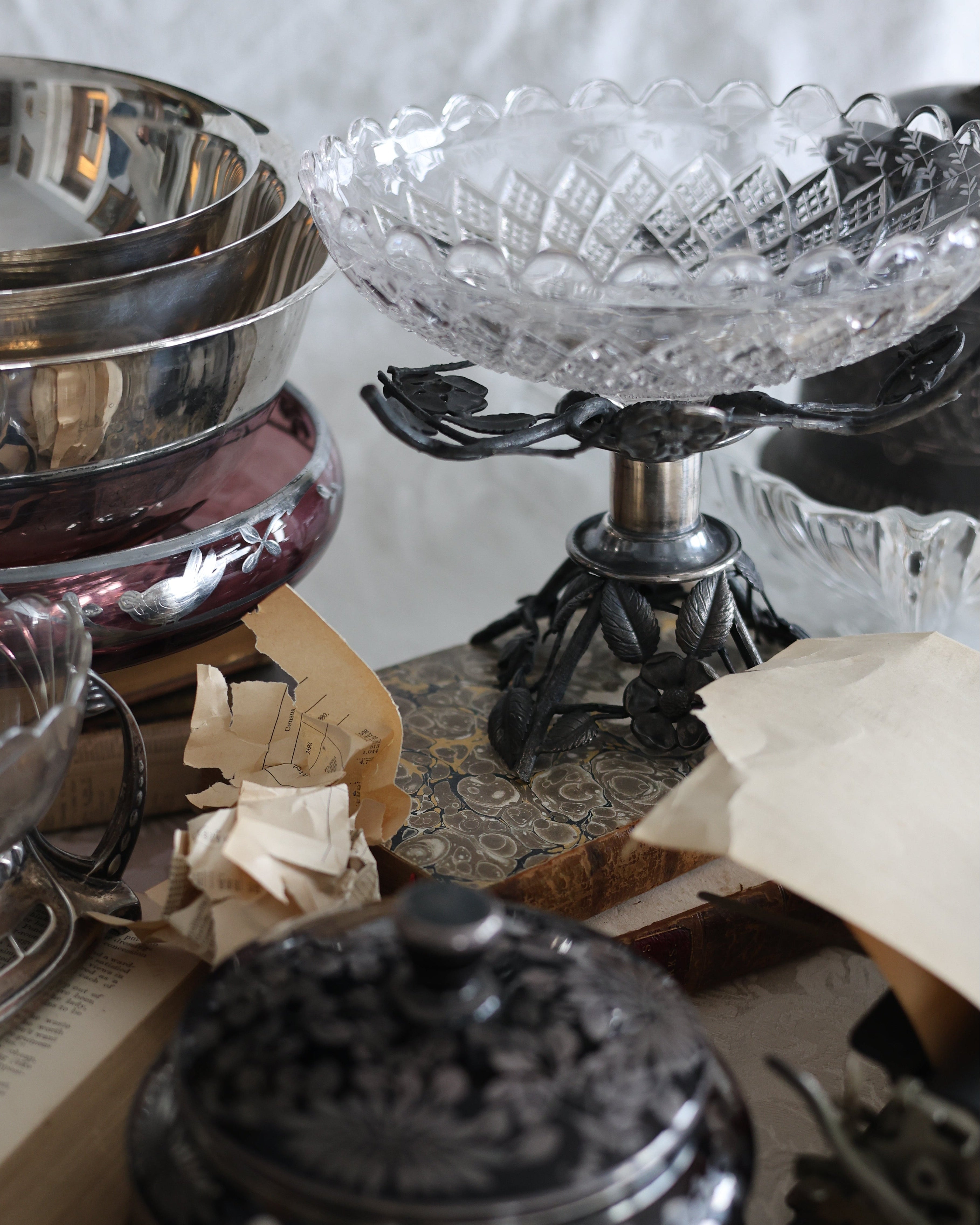Etched Scallop Compote on Botanical Stand
