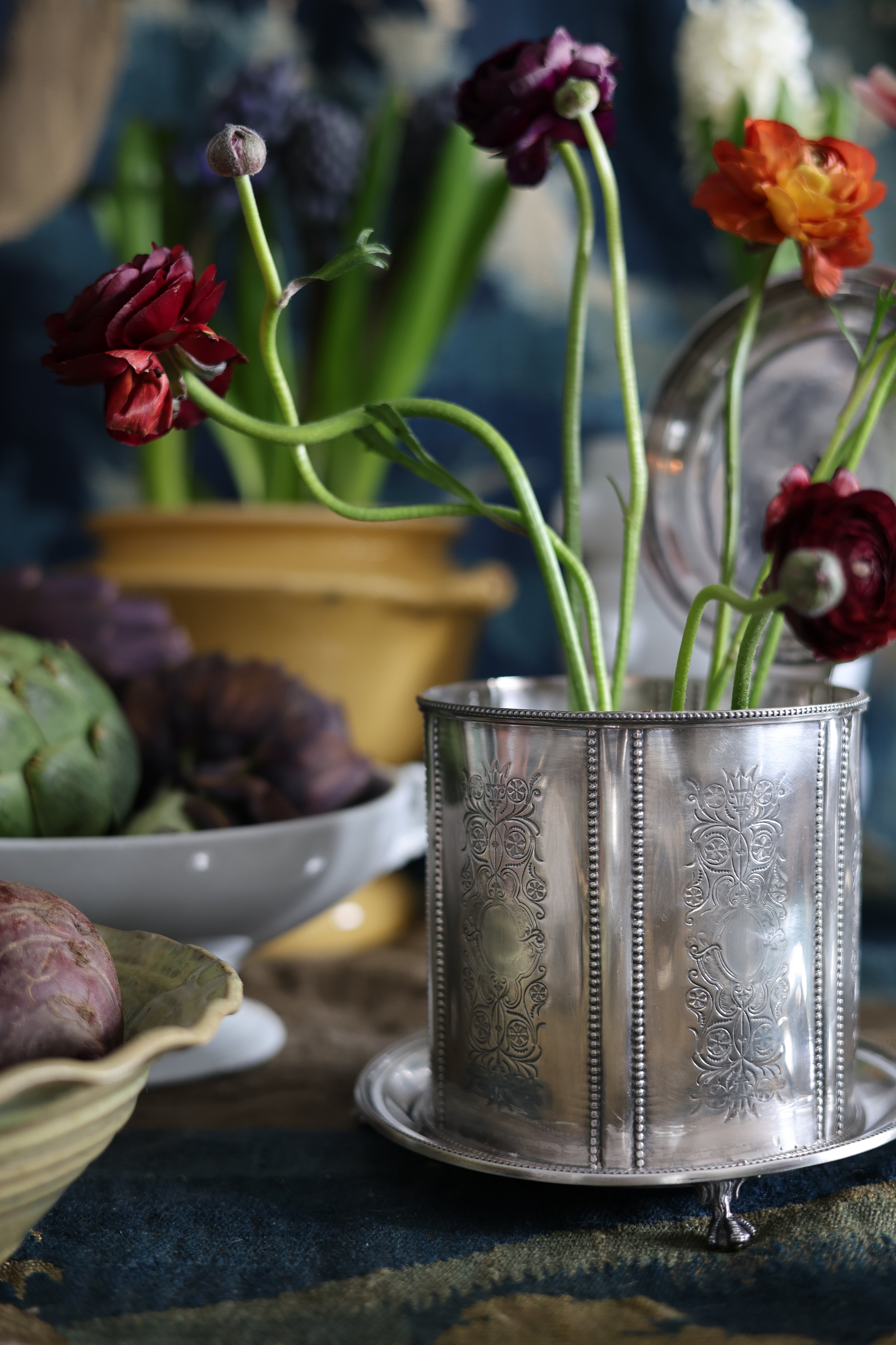 English Silverplate Biscuit Barrel with Squash Finial