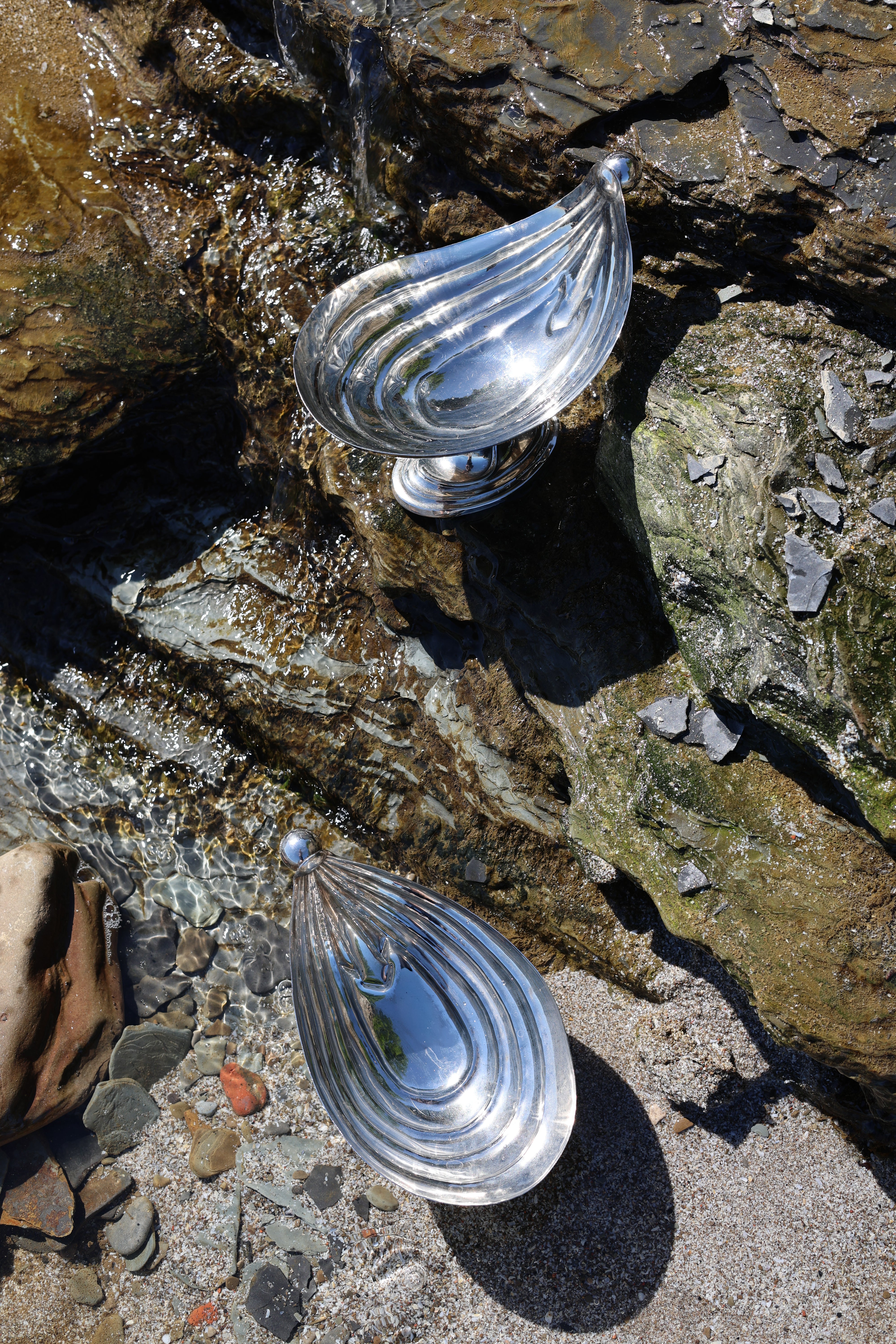 Oyster Shell Pedestal Bowls