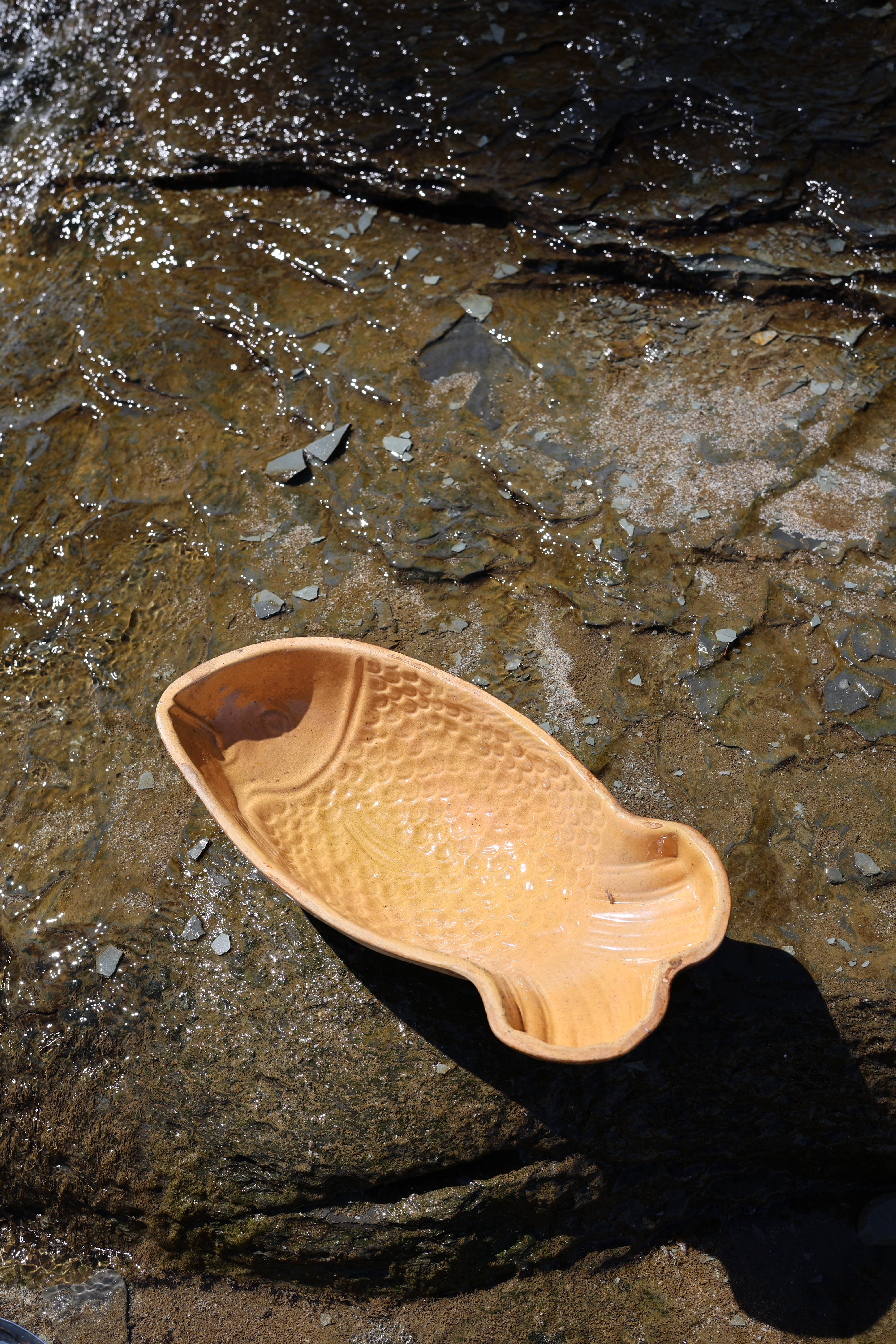 Early Yellow Glazed Earthenware Fish Mold