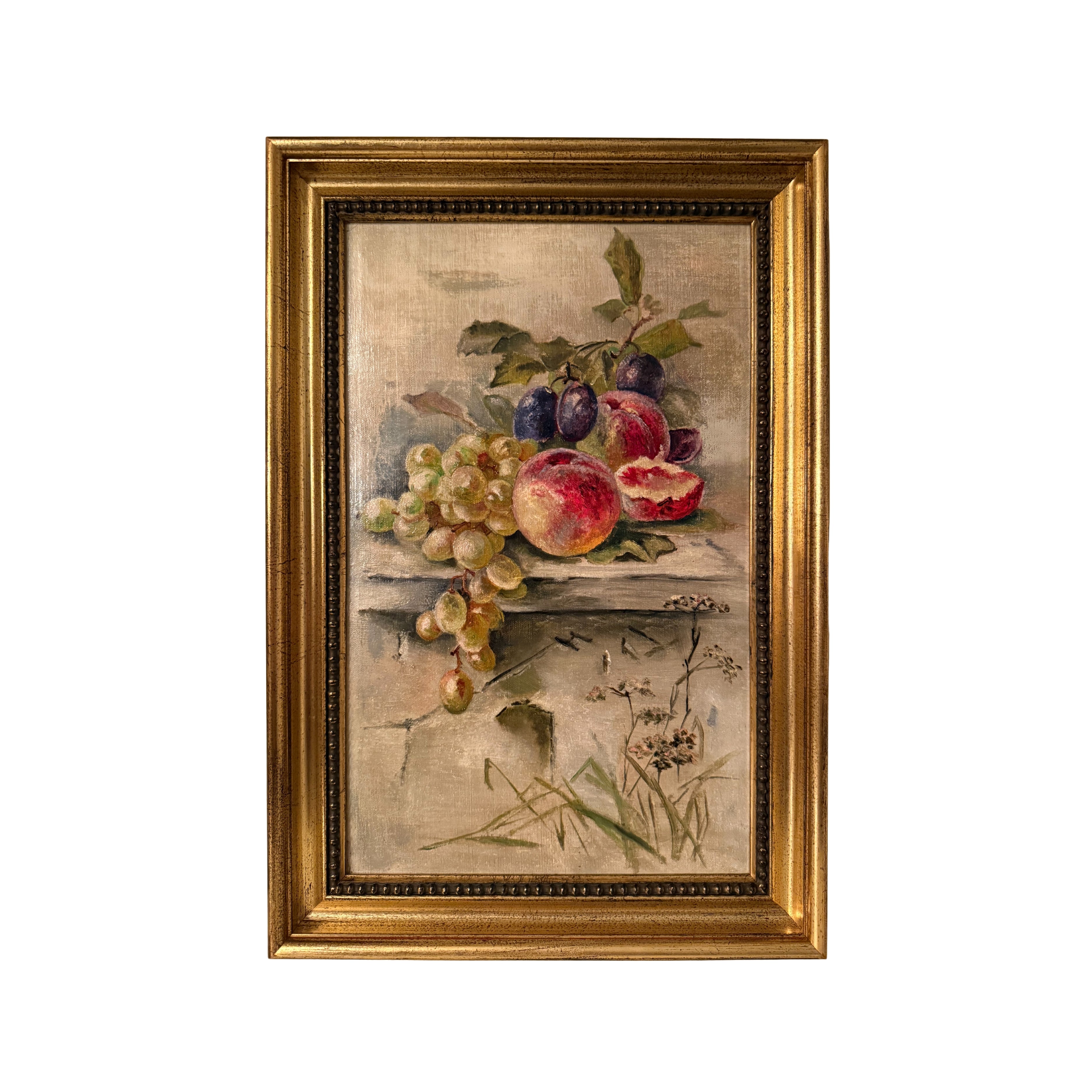 English Still Life Oil Painting with Fruit