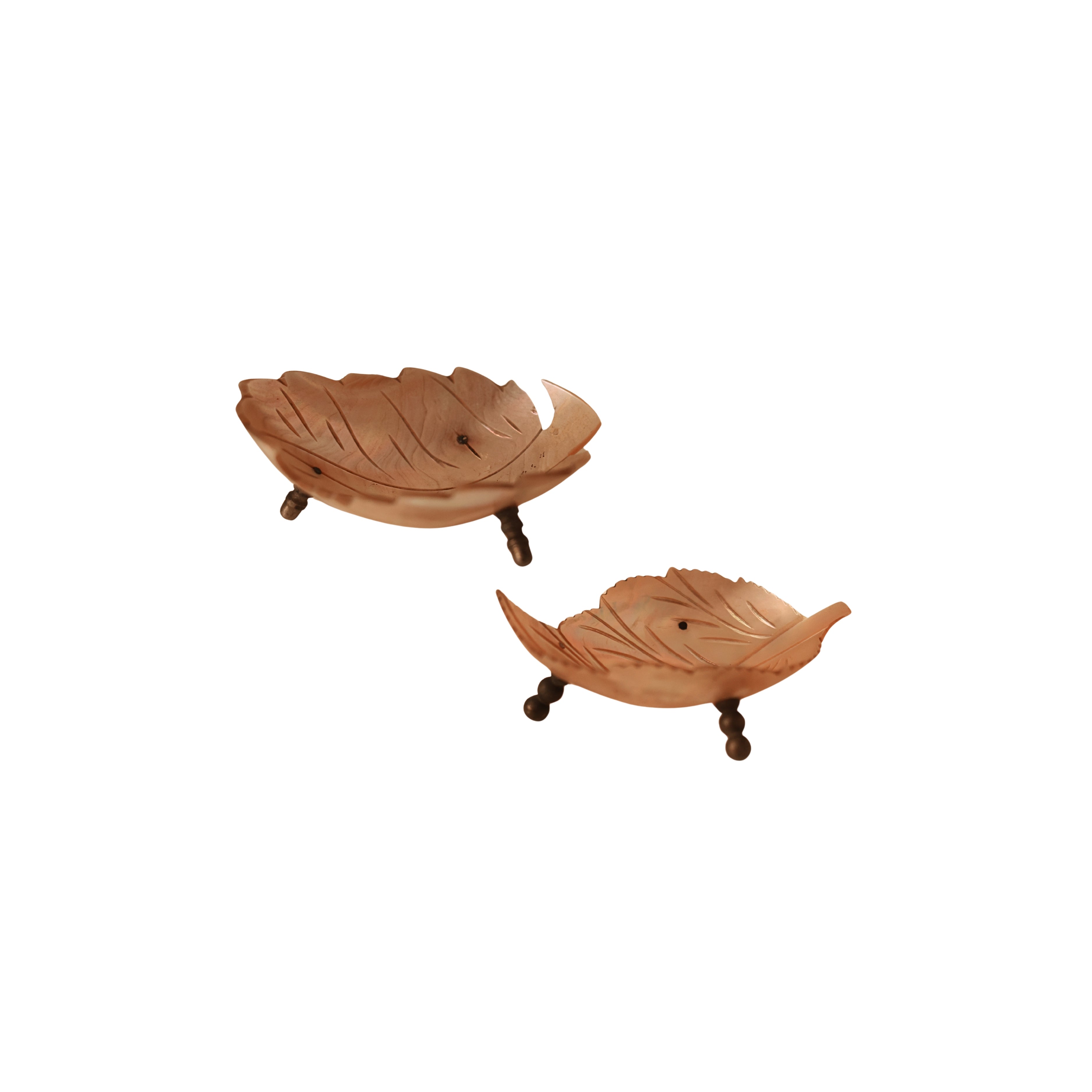 Pair of Mother-of-Pearl Leaf Trinket Dishes