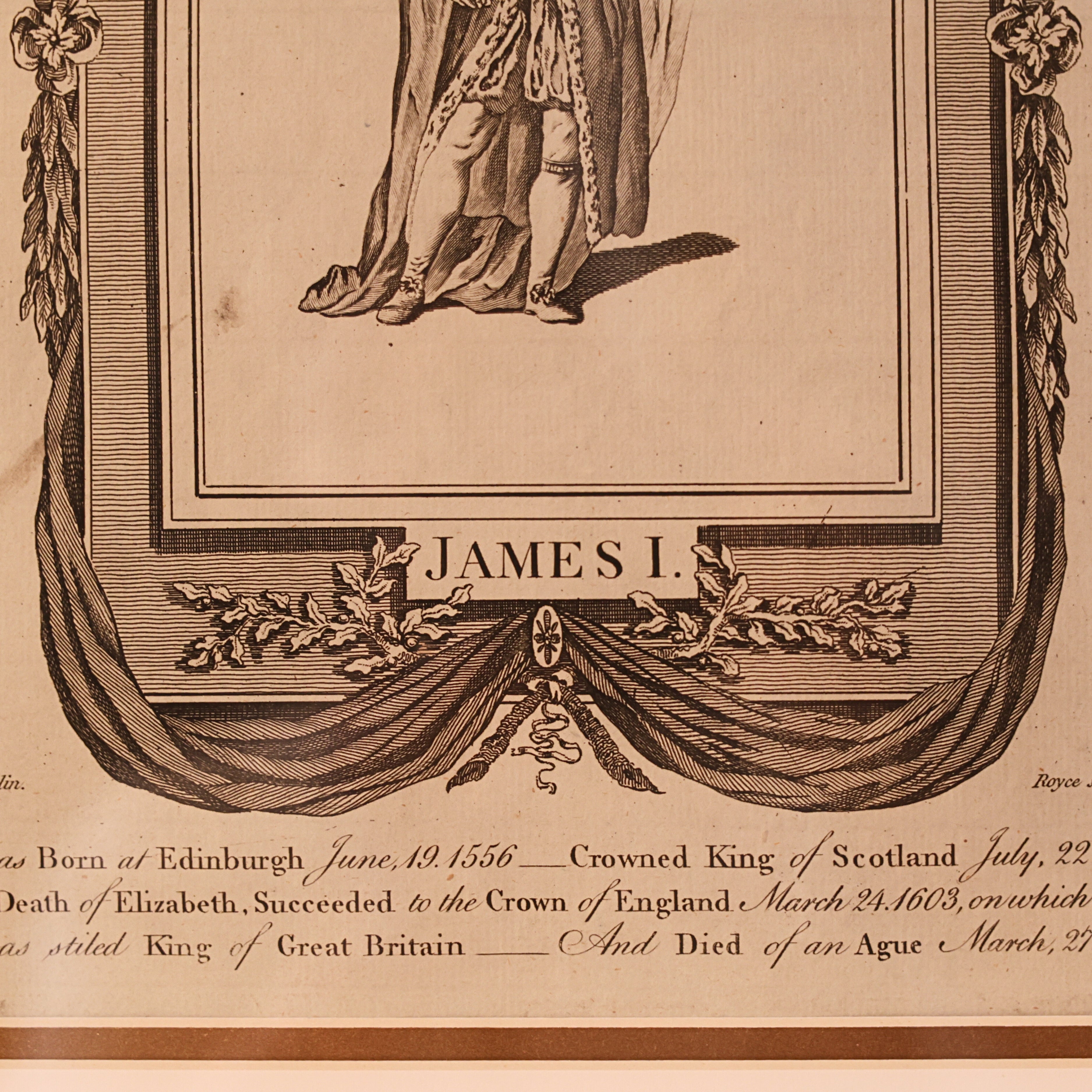18th c. Copperplate Engraving – King James I