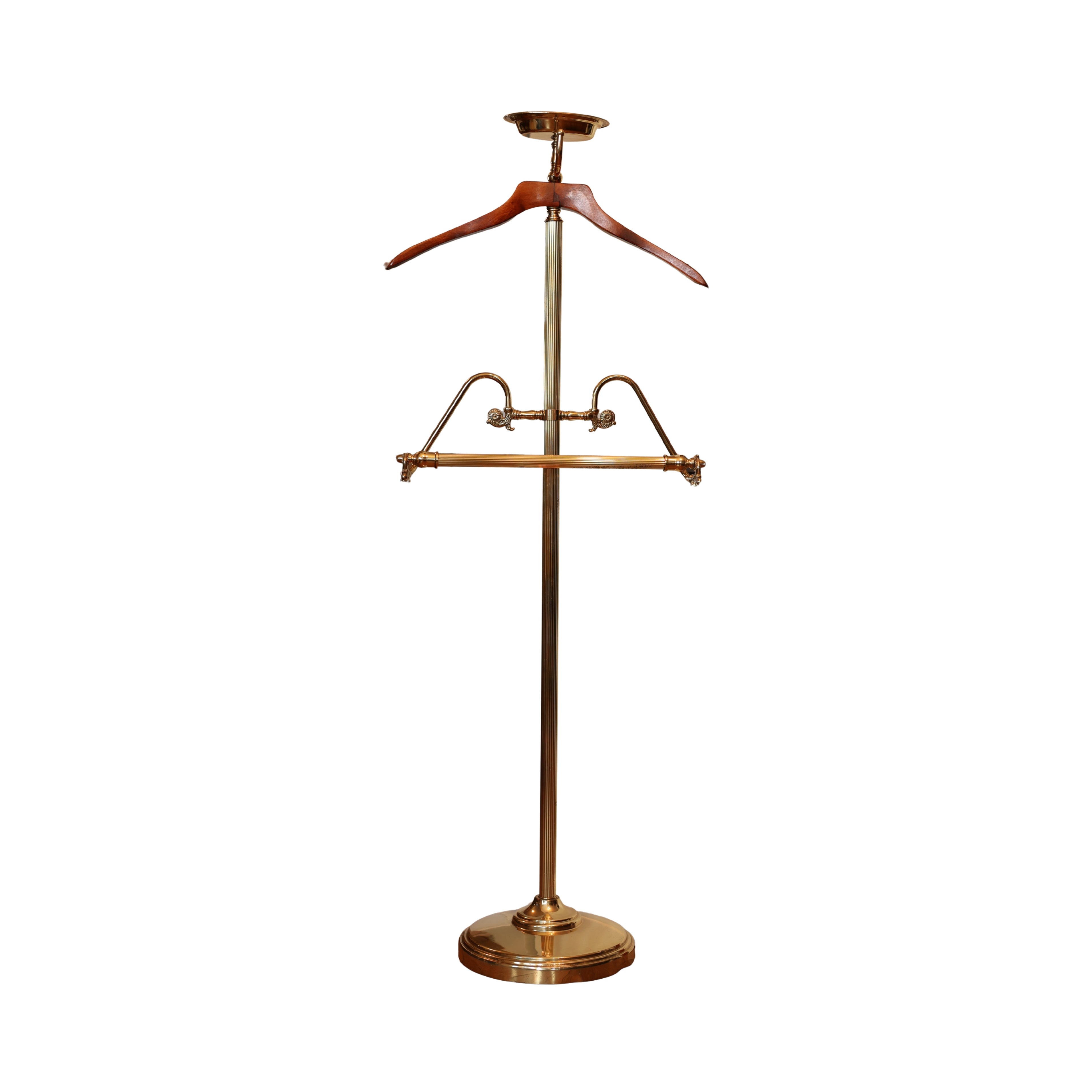 Brass and Wood Gentleman’s Valet Stand