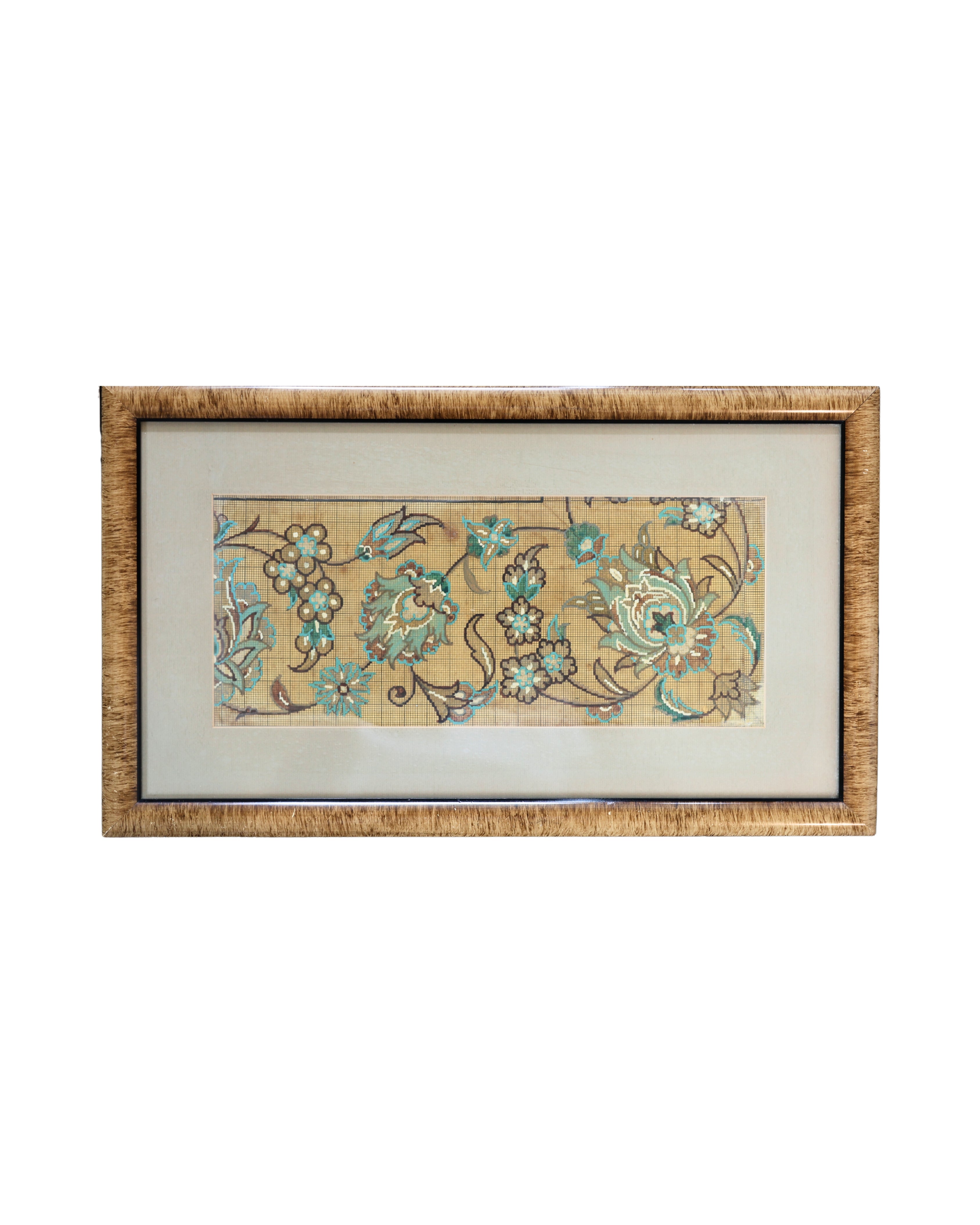 Hand-Painted Rug Design Study, Floral Boarder-1