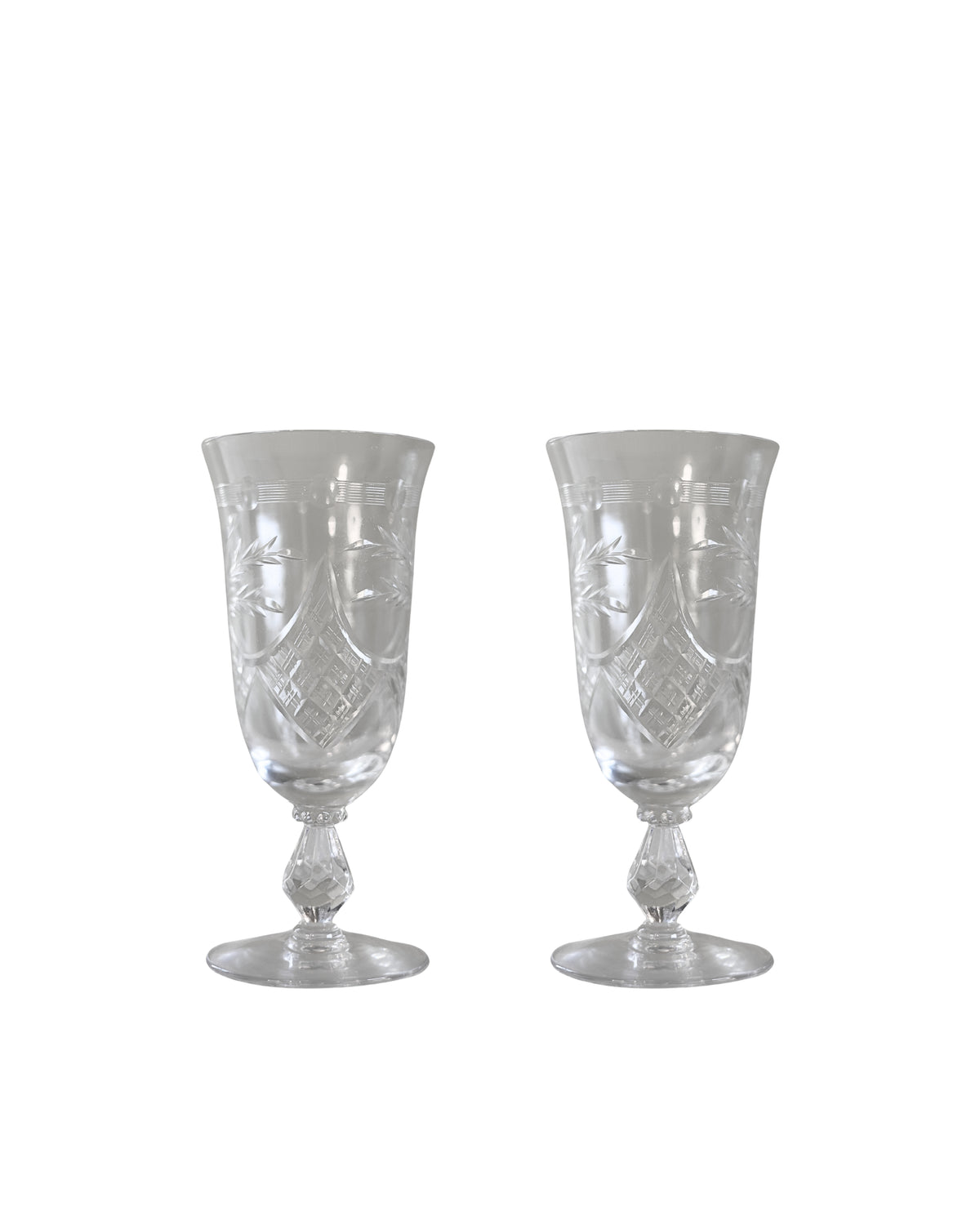 Morgantown Cut Floral Cordial Glasses-2