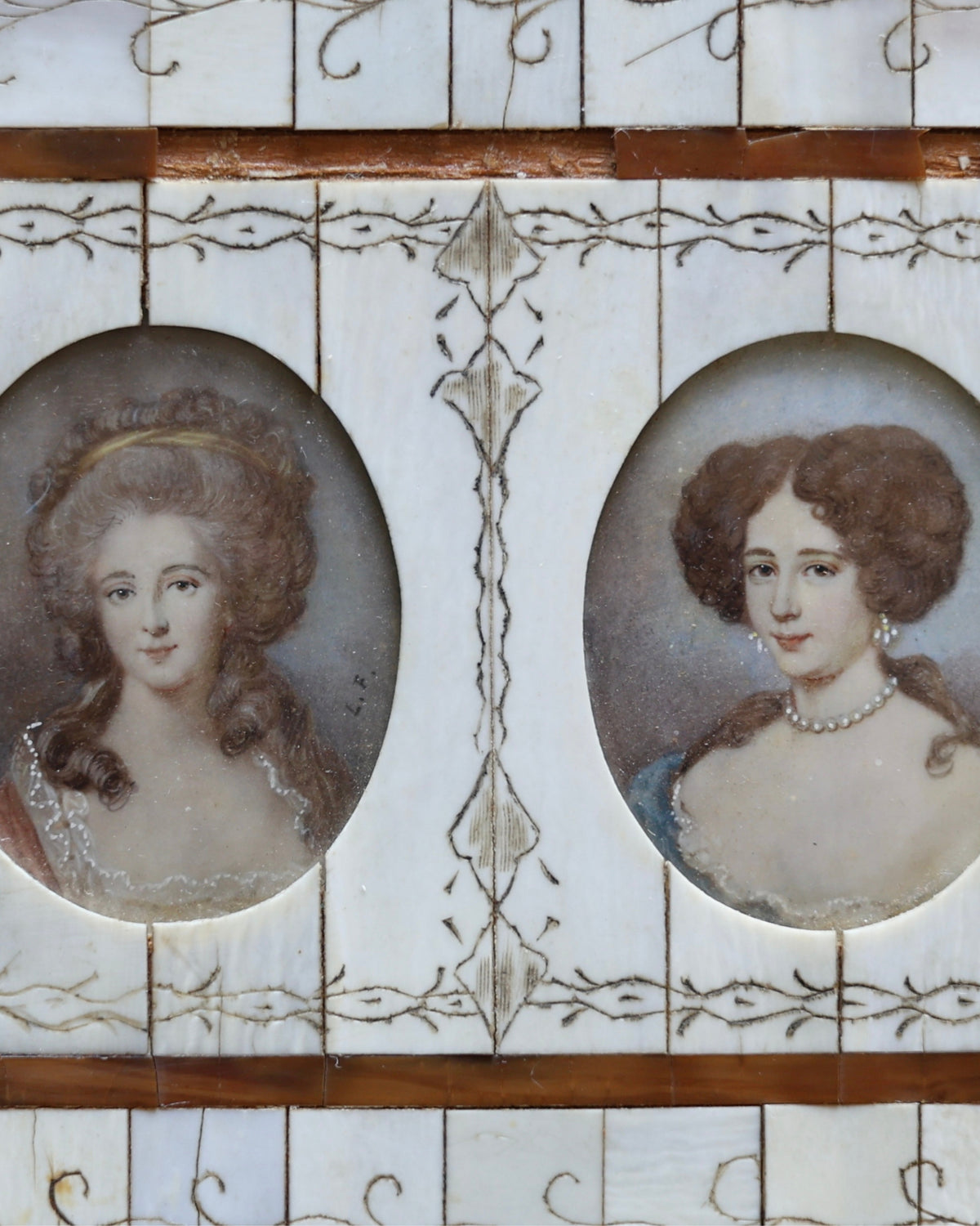 Bone & Tortoiseshell Double Portrait Miniature-2