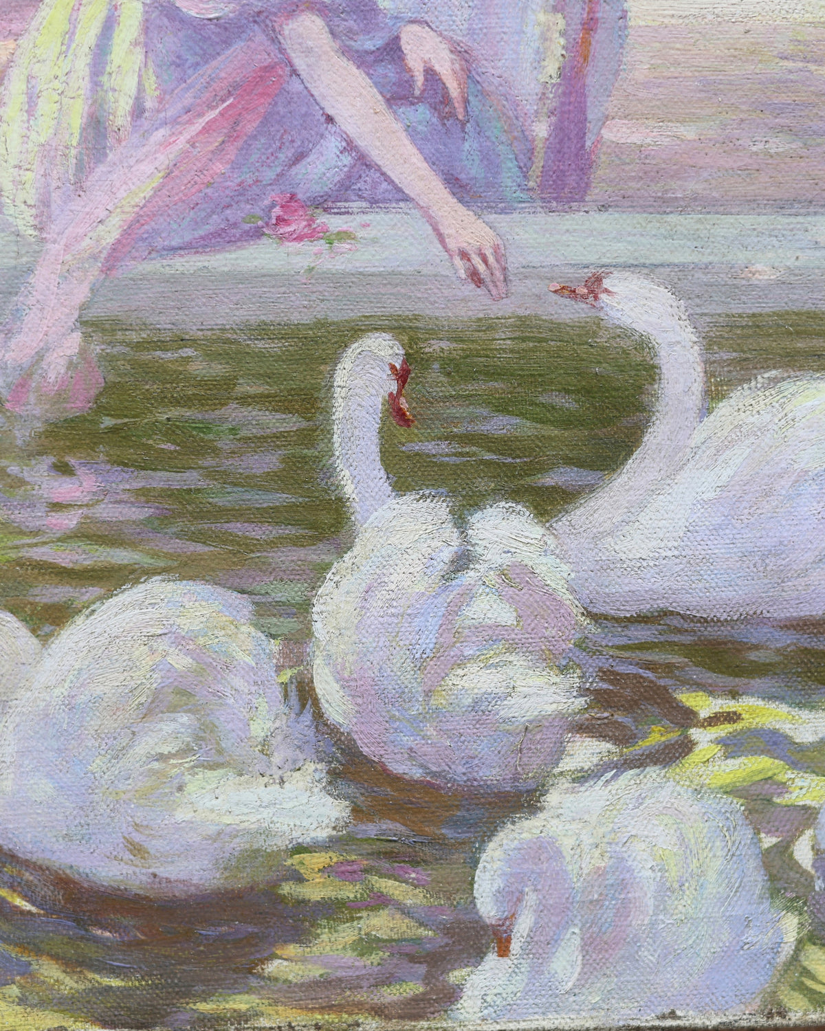 Classical Garden with Swans Painting-4