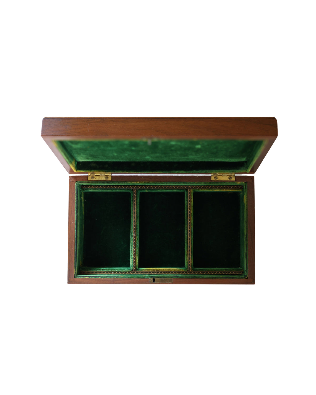 Velvet Lined Inlaid Mahogany Jewelry Box-4