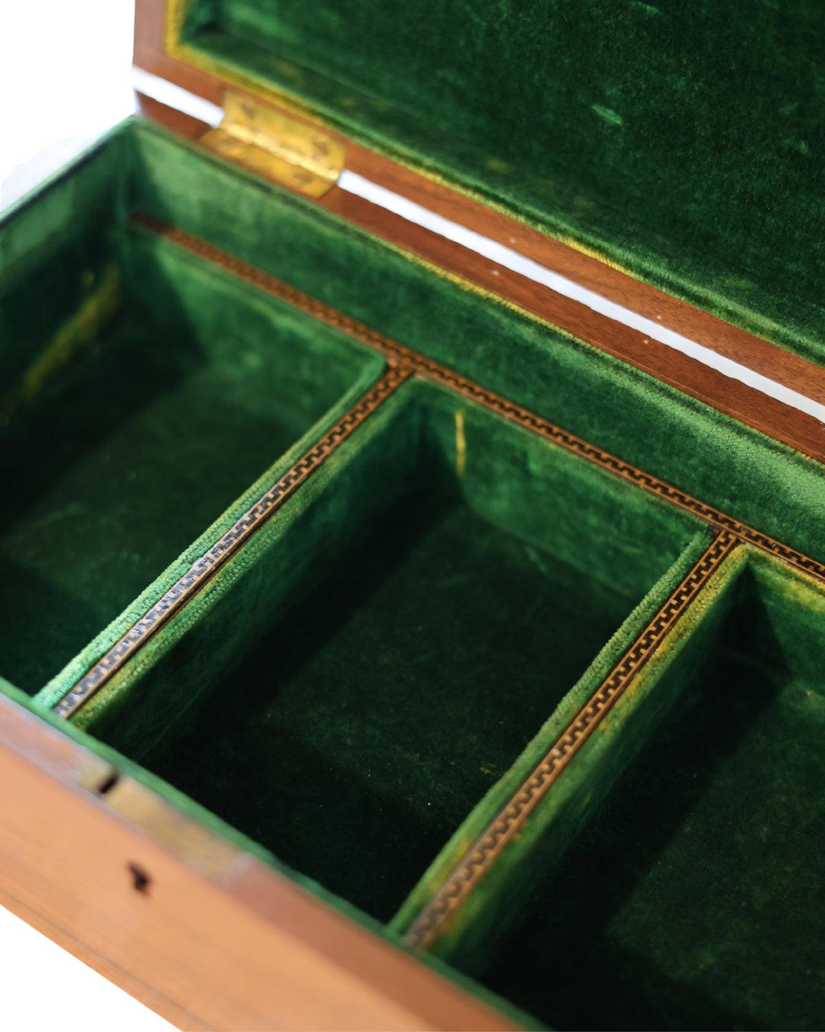 Velvet Lined Inlaid Mahogany Jewelry Box-5