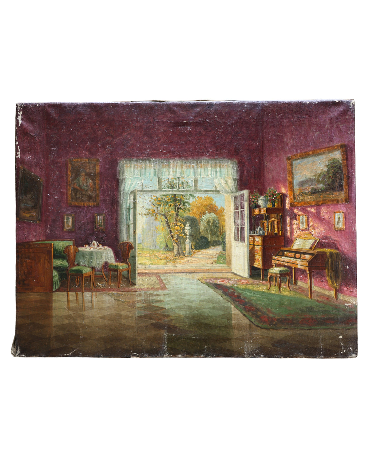 Garden View Interior Parlor Painting-1