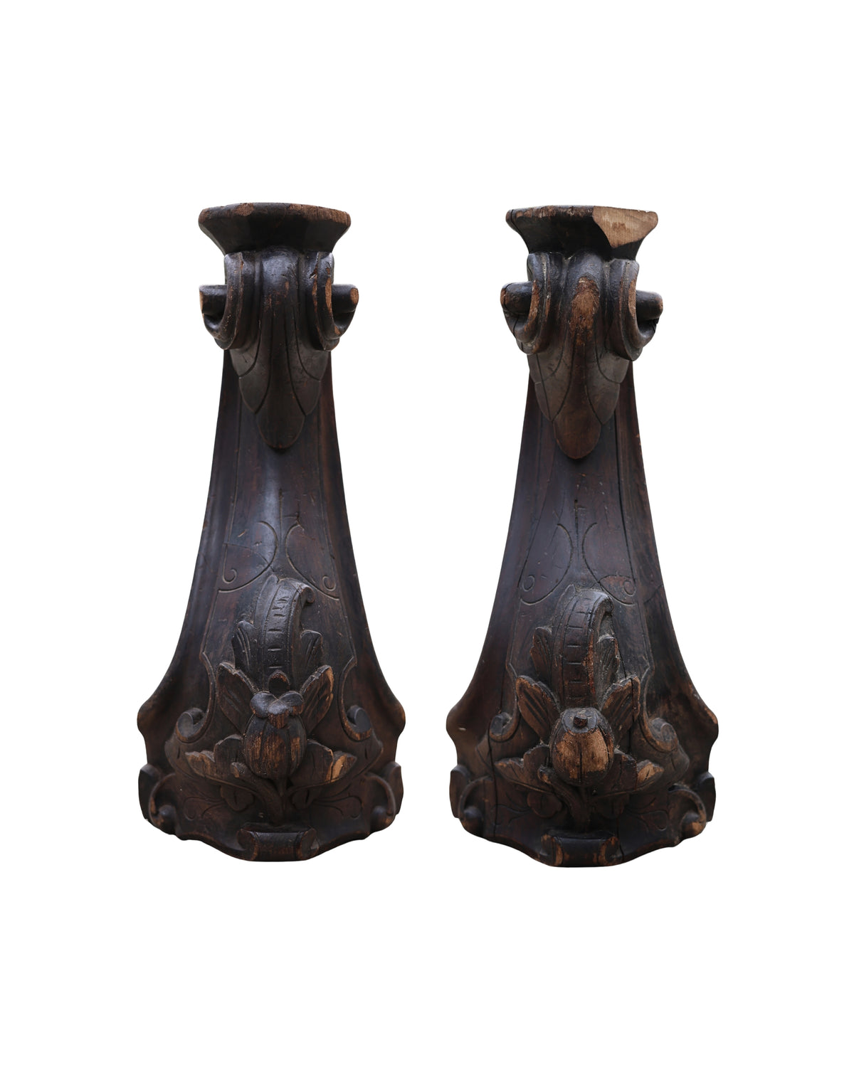Victorian Carved Furniture Leg Candleholders
