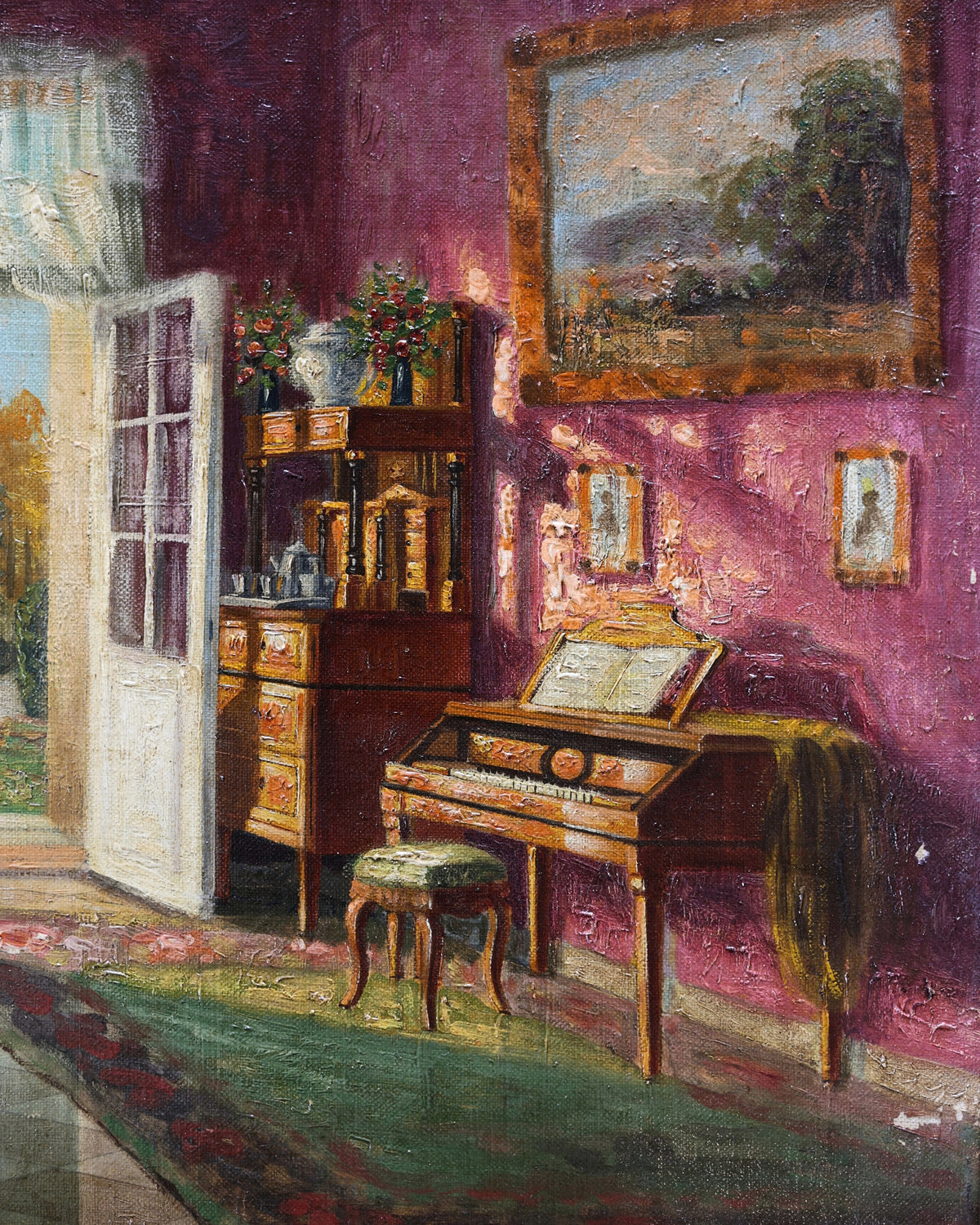 Garden View Interior Parlor Painting-7