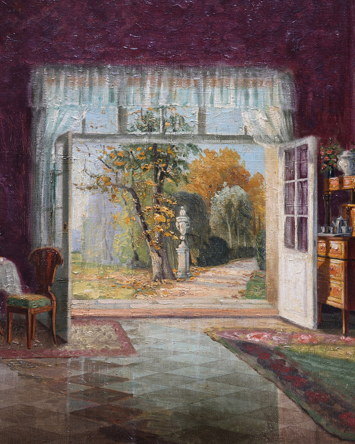 Garden View Interior Parlor Painting-3