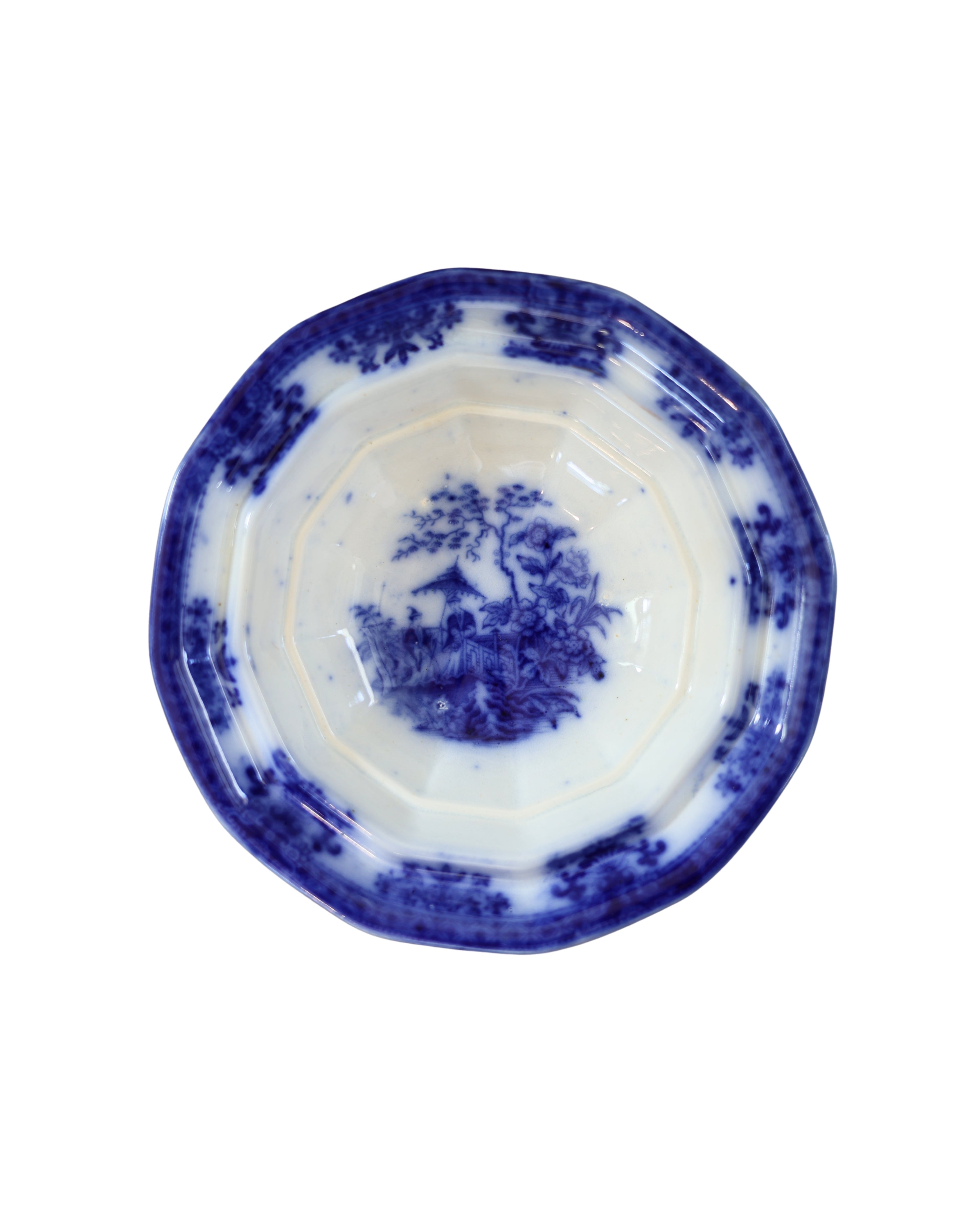 Davenport "Amoy" Flow Blue Butter Dish-3