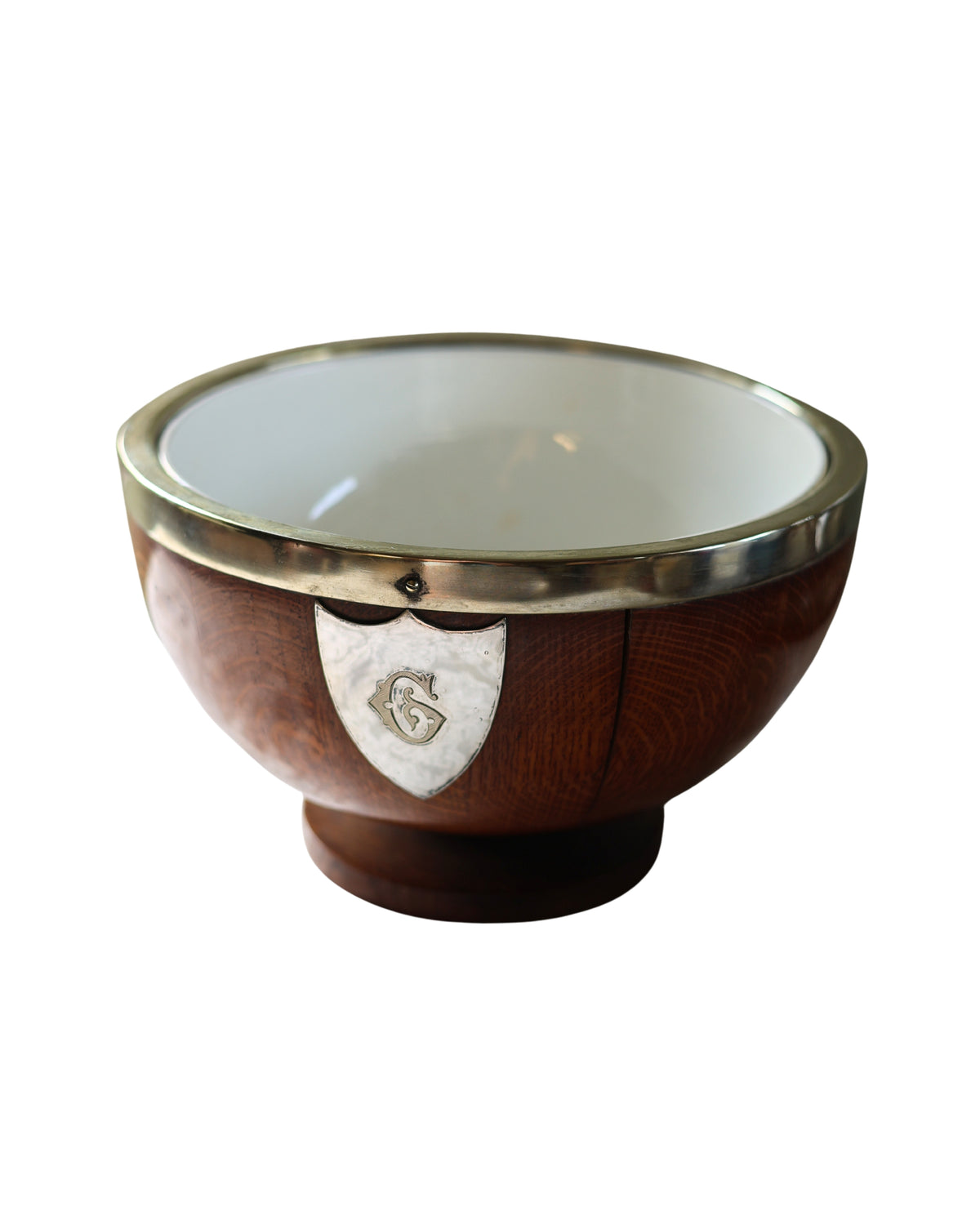 Edwardian Oak Pedestal Bowl, Monogrammed "G"-2