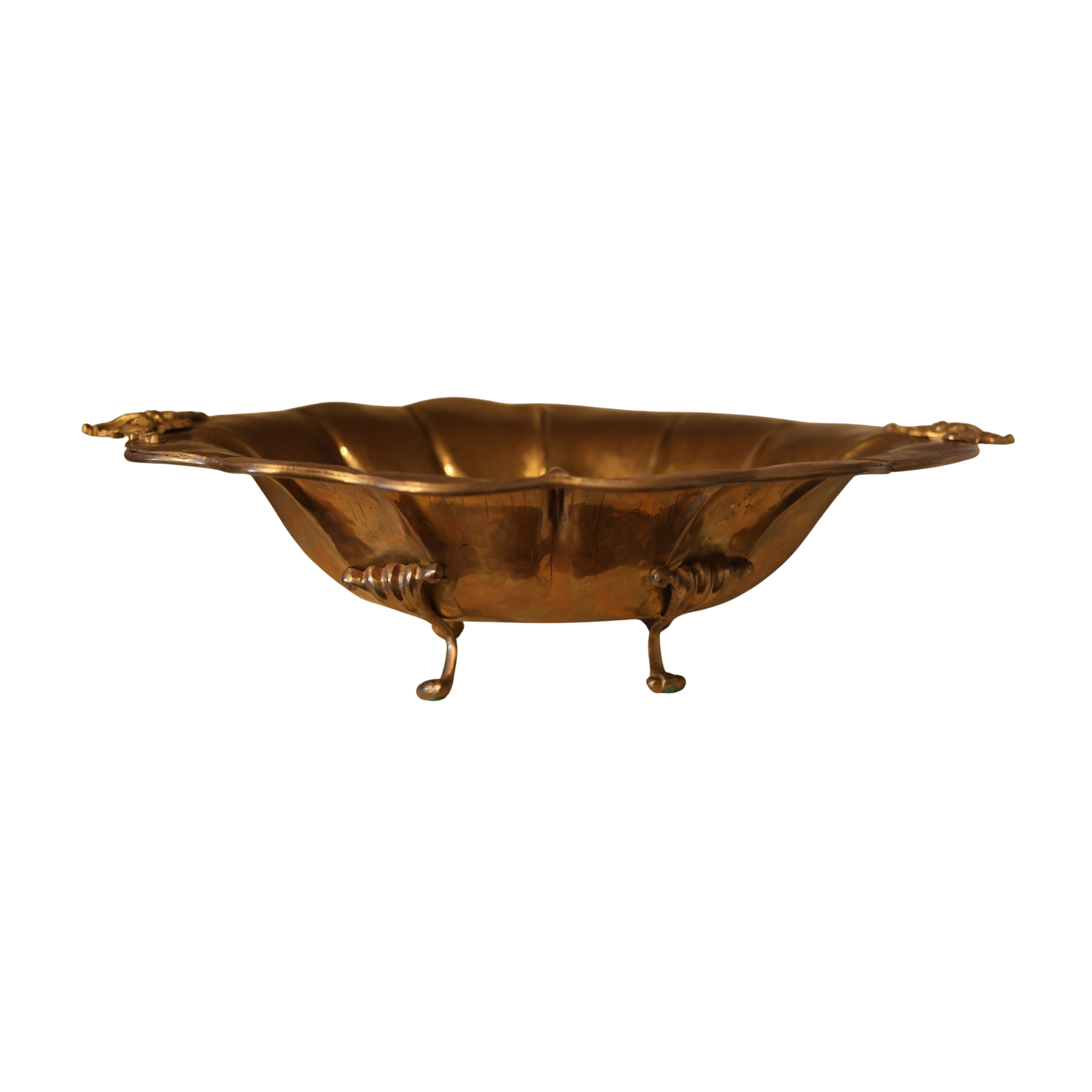 Brass Centerpiece Bowl with Ornate Handles