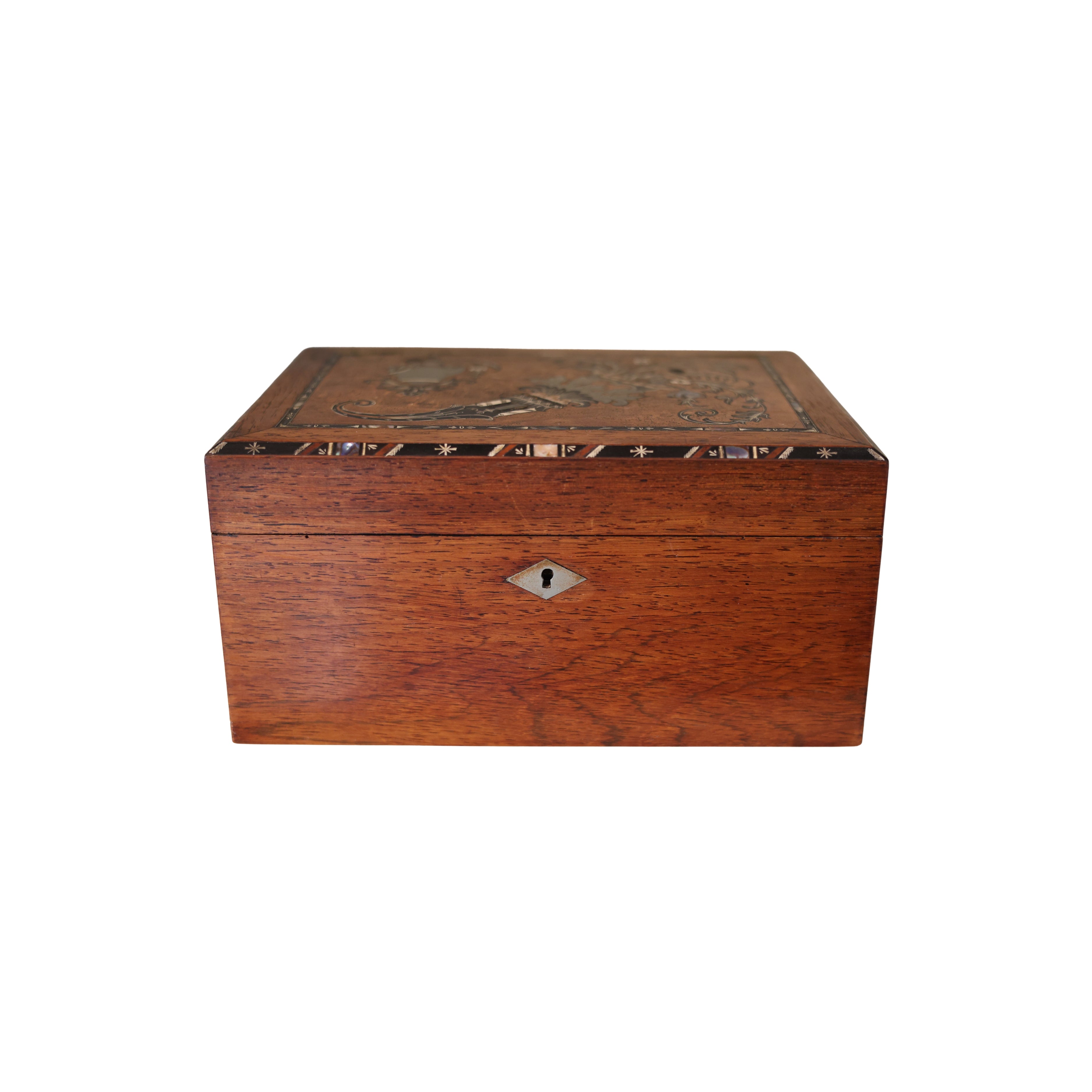 Inlaid Burl Sewing Box