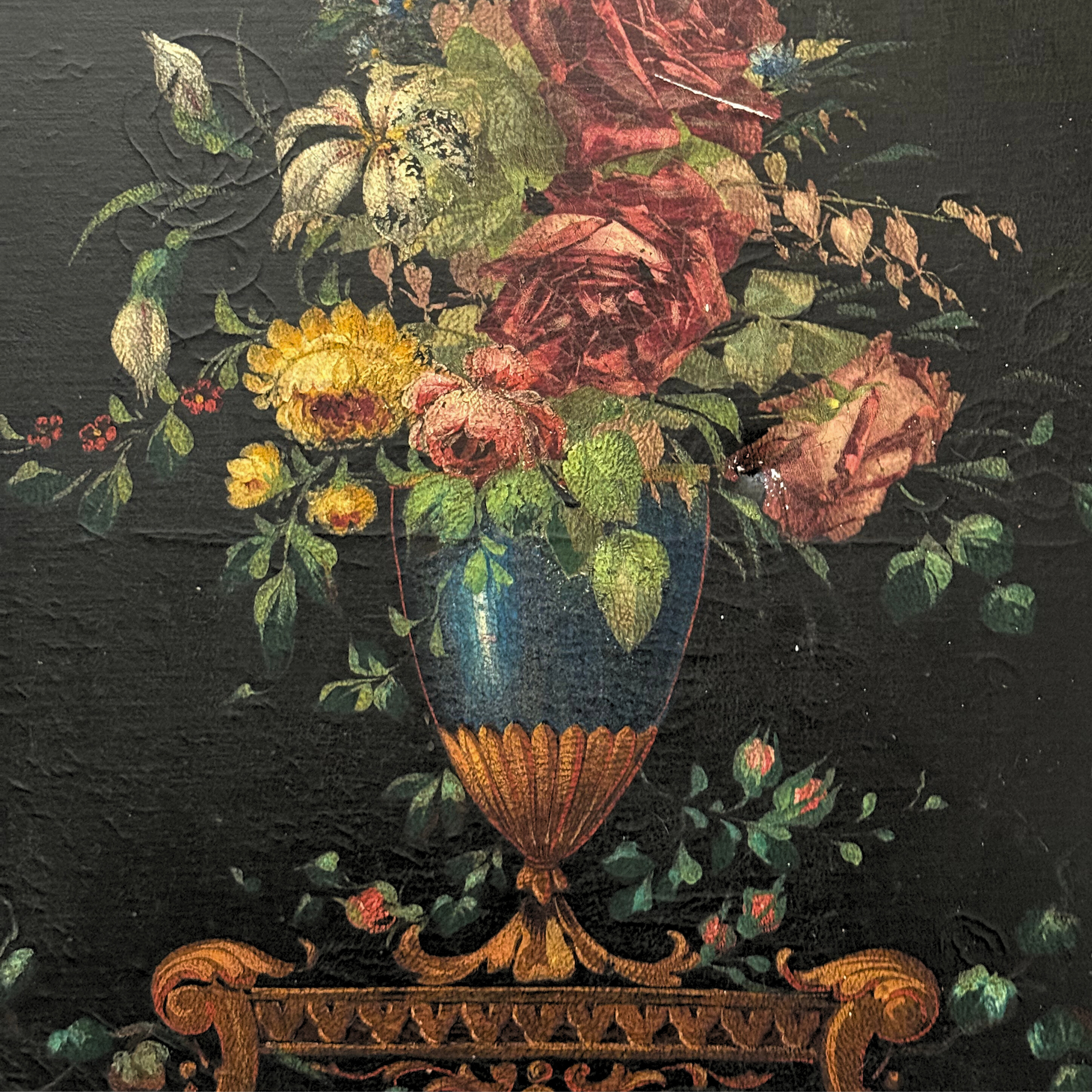 Hand-Painted Floral Folding Screen