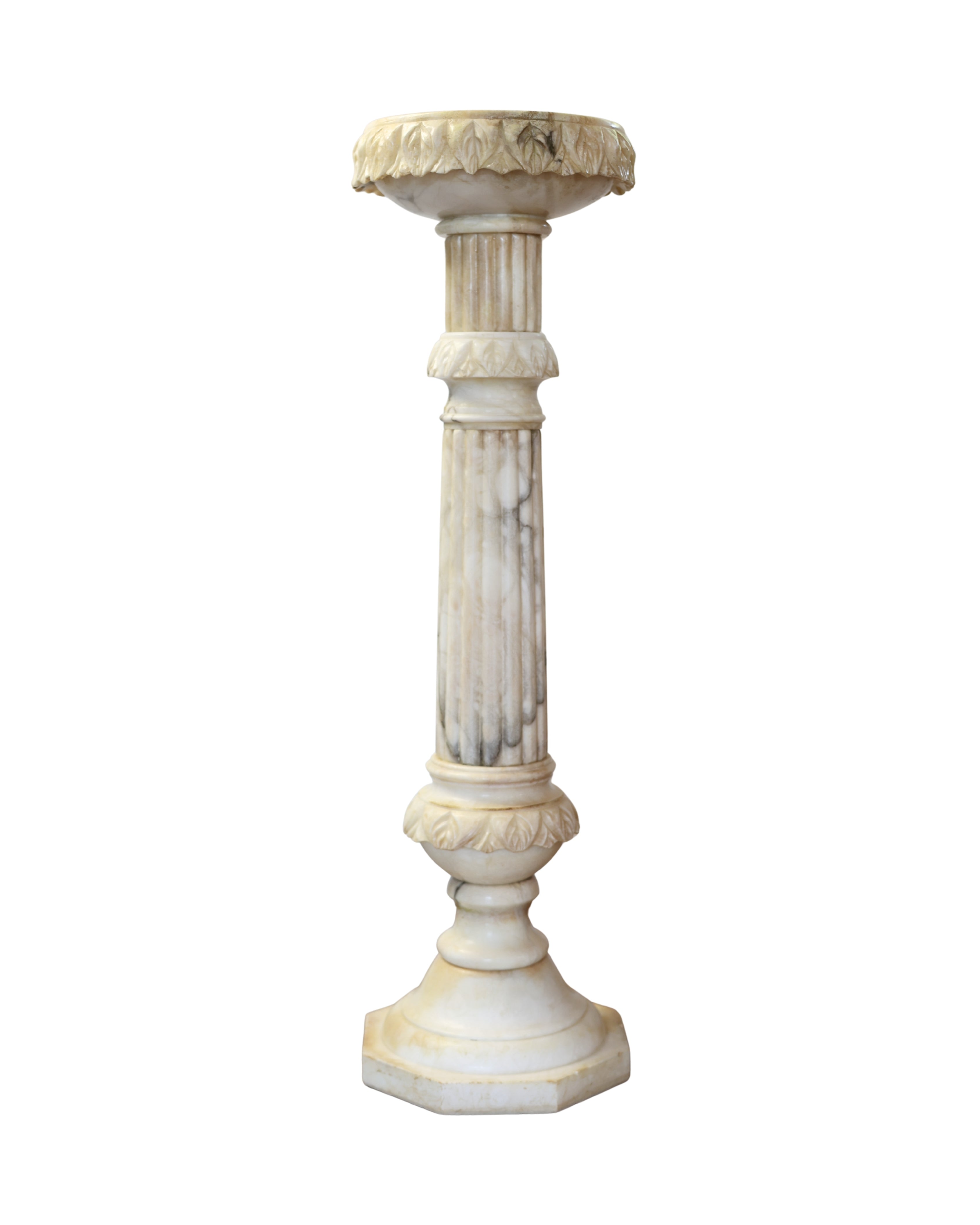 Neoclassical Alabaster Column Pedestal
