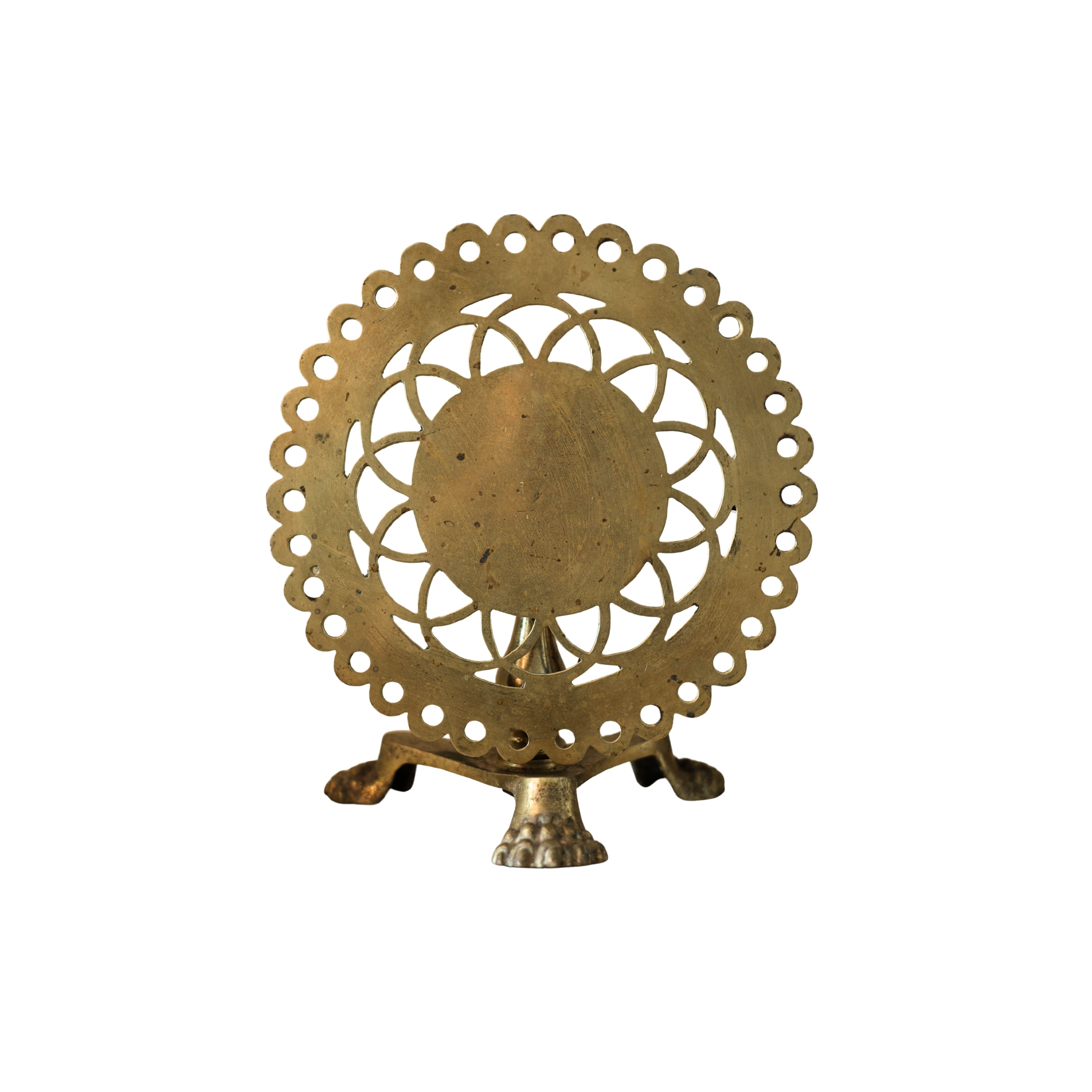 English Brass Tilt-Top Kettle Stand with Claw Feet