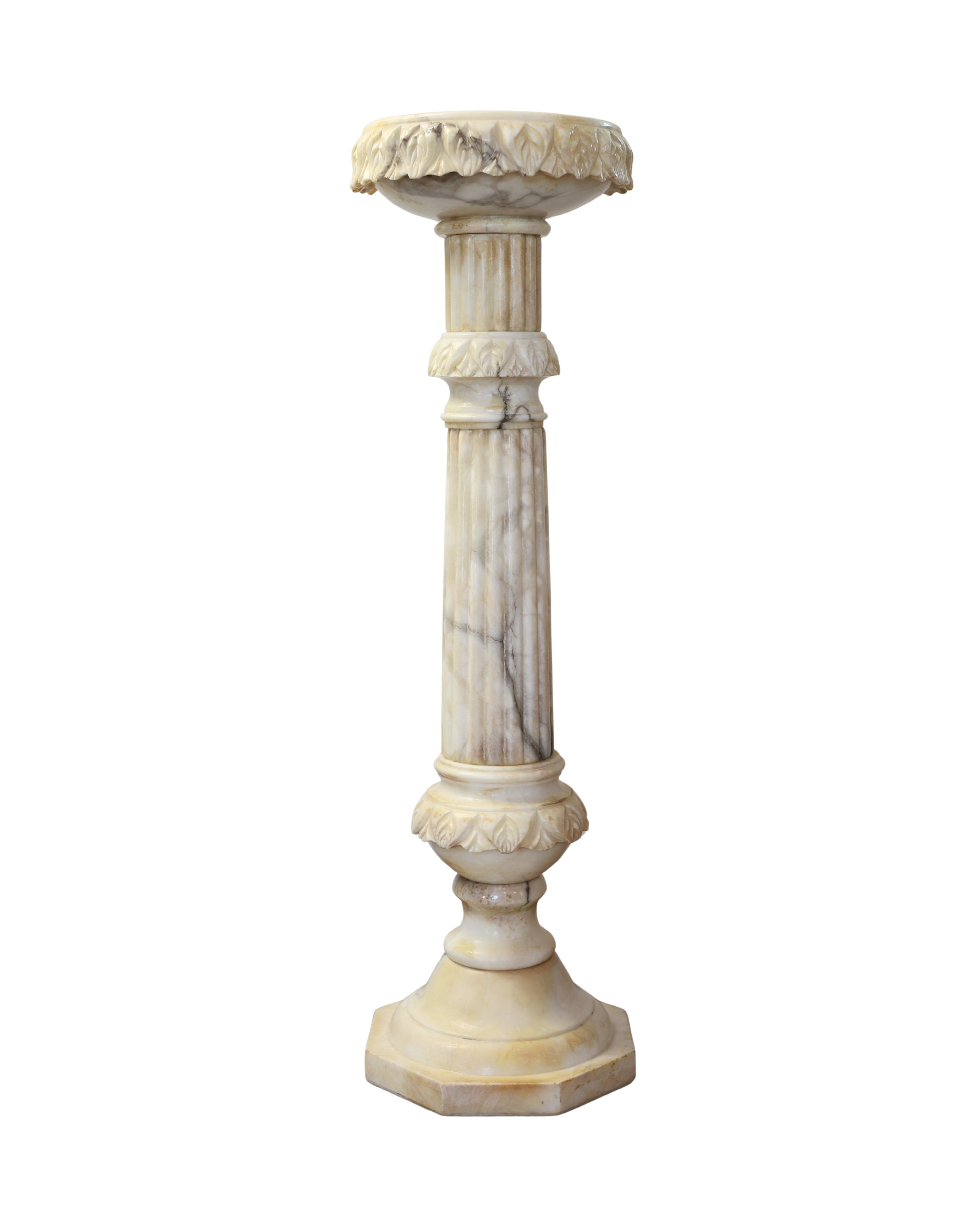 Neoclassical Alabaster Column Pedestal