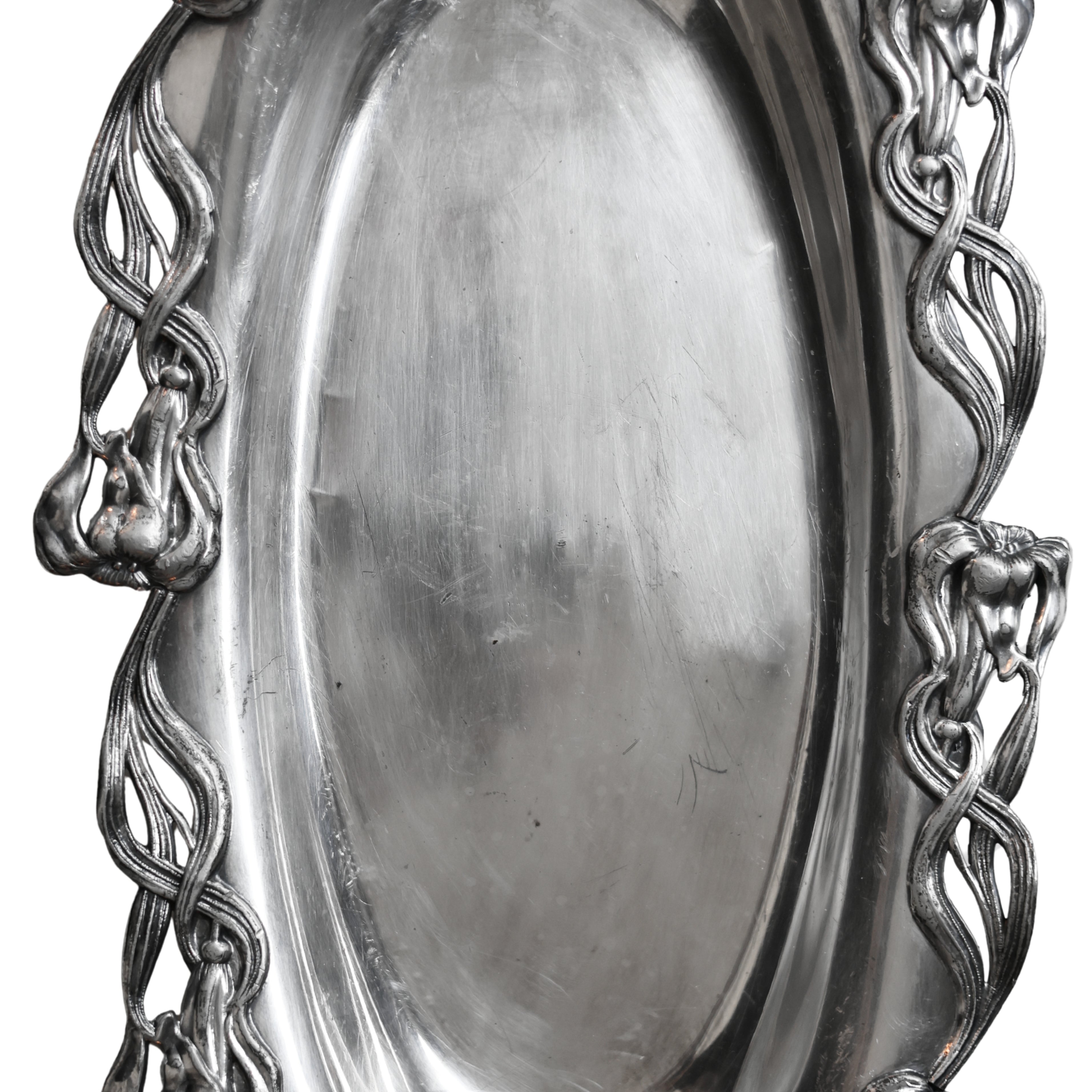 Art Nouveau Floral Silver Tray