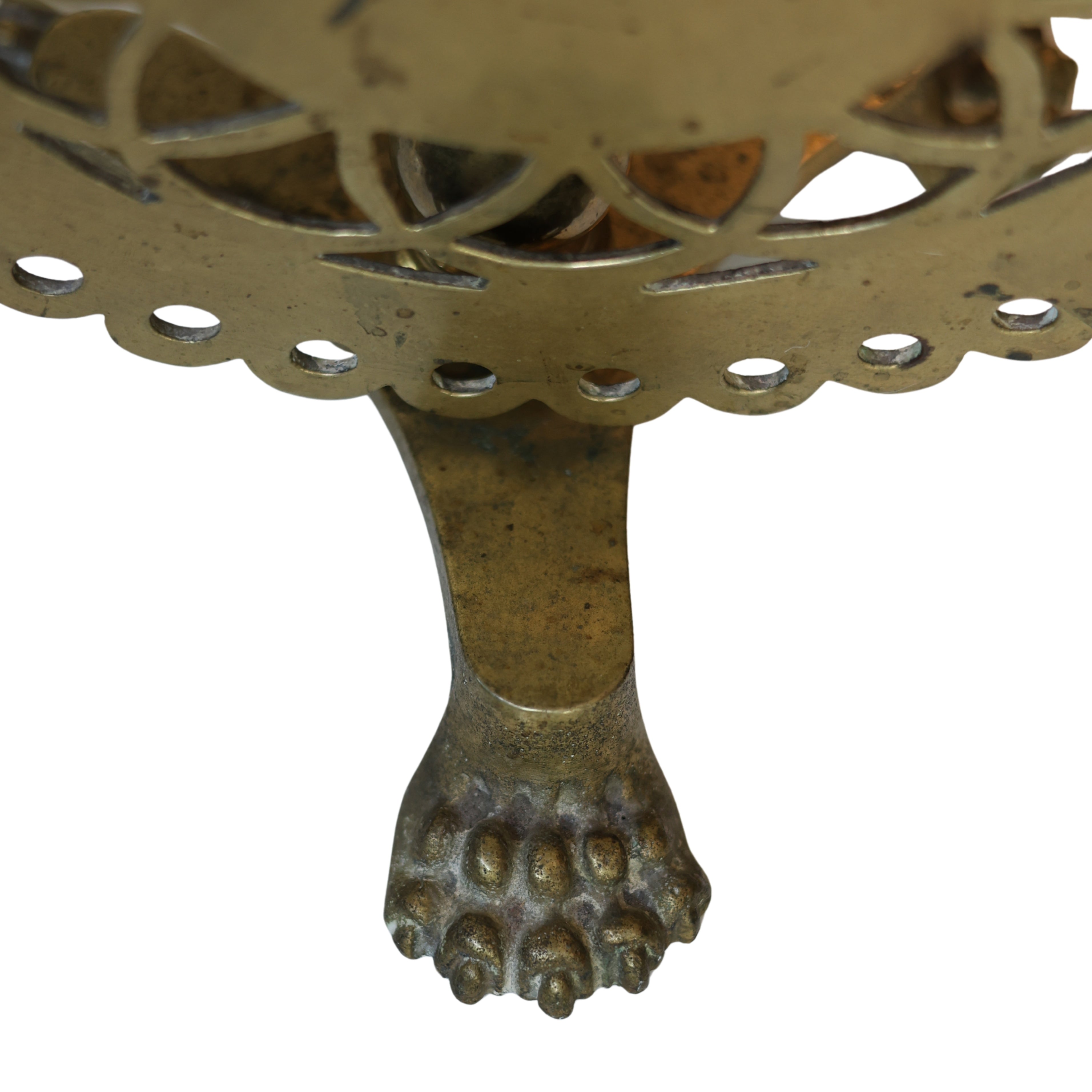 English Brass Tilt-Top Kettle Stand with Claw Feet