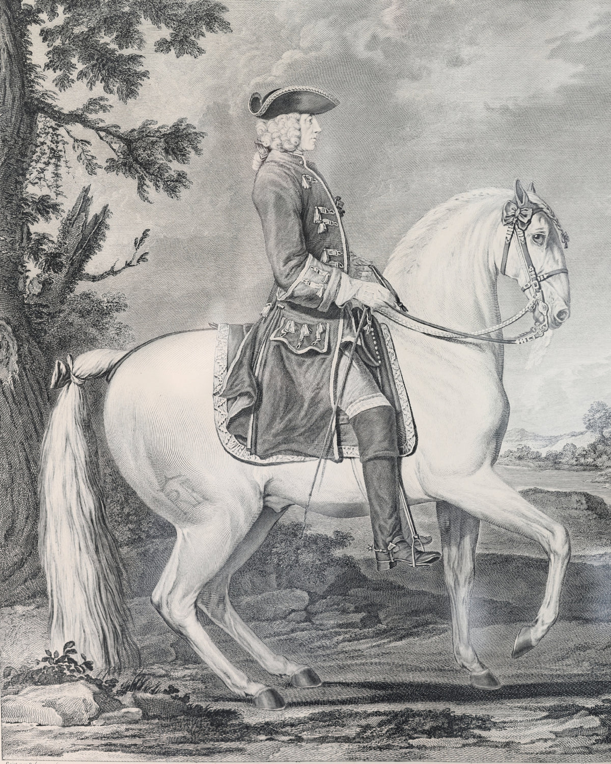 c. 1753 Jean Daullé “Monsieur de Nestier” Equestrian Engraving-2