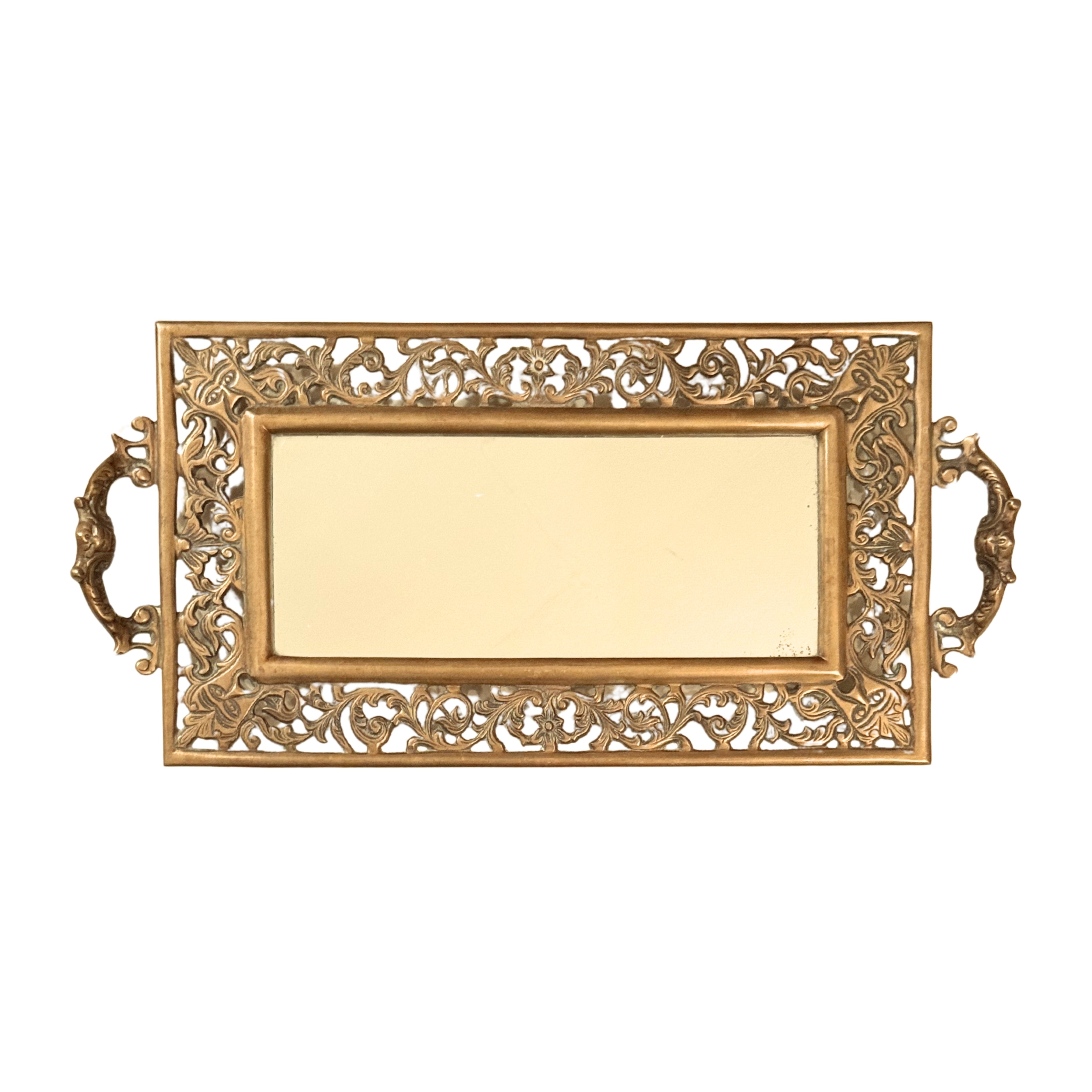 Ornate Brass Mirror Tray