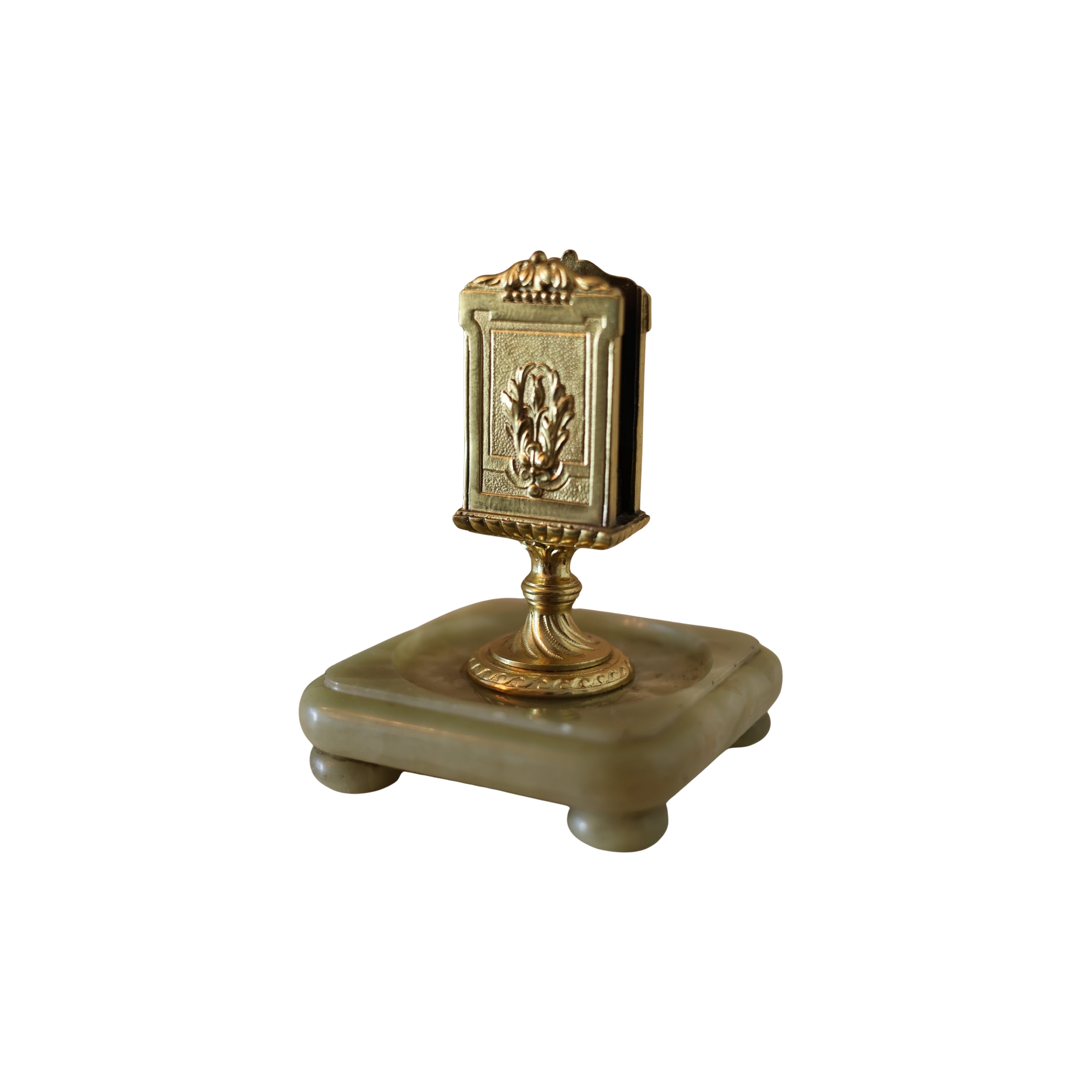 Gilt Metal and Onyx Match Holder
